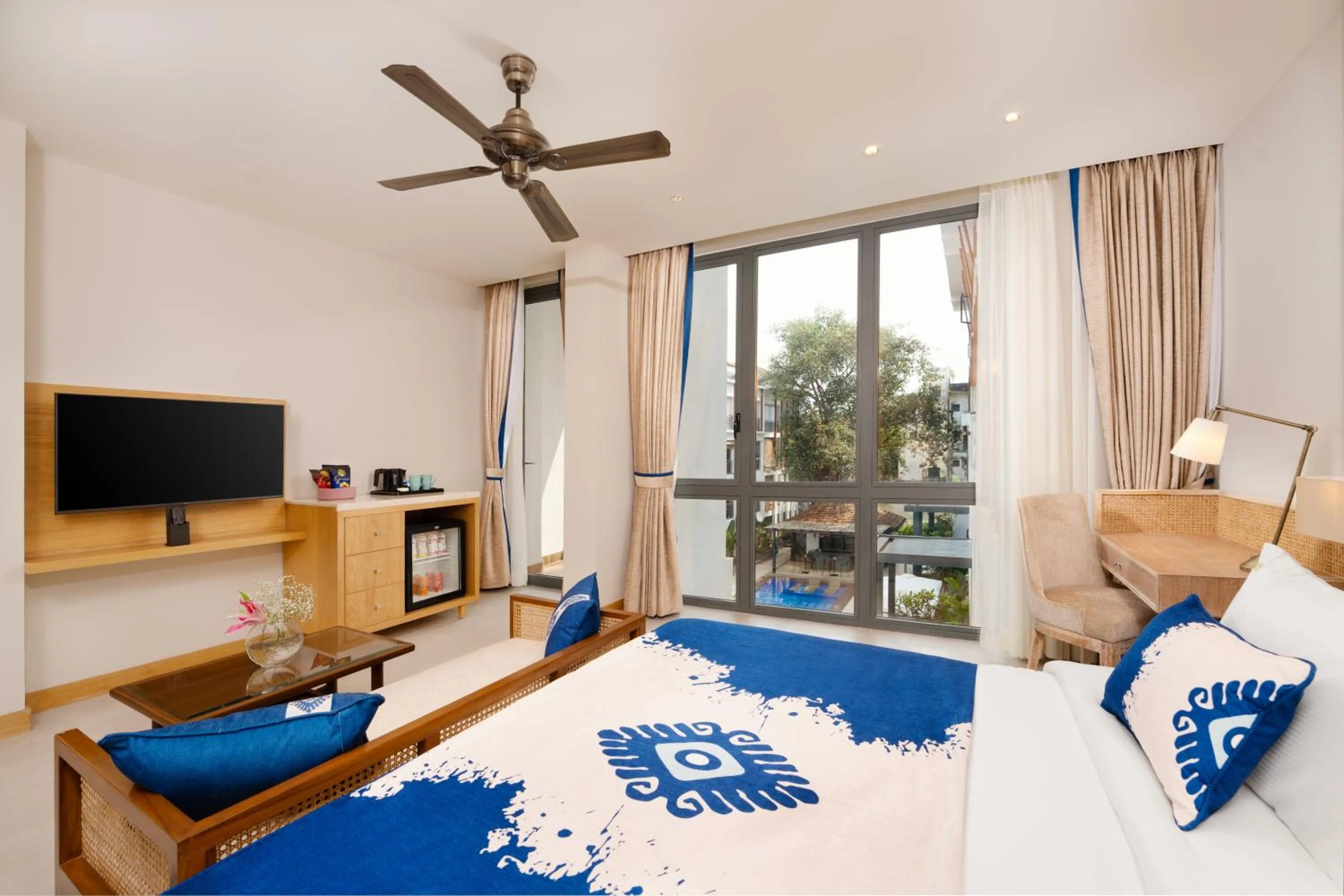 View (from property/room), Bed in The Astor - All Suites Hotel Candolim Goa