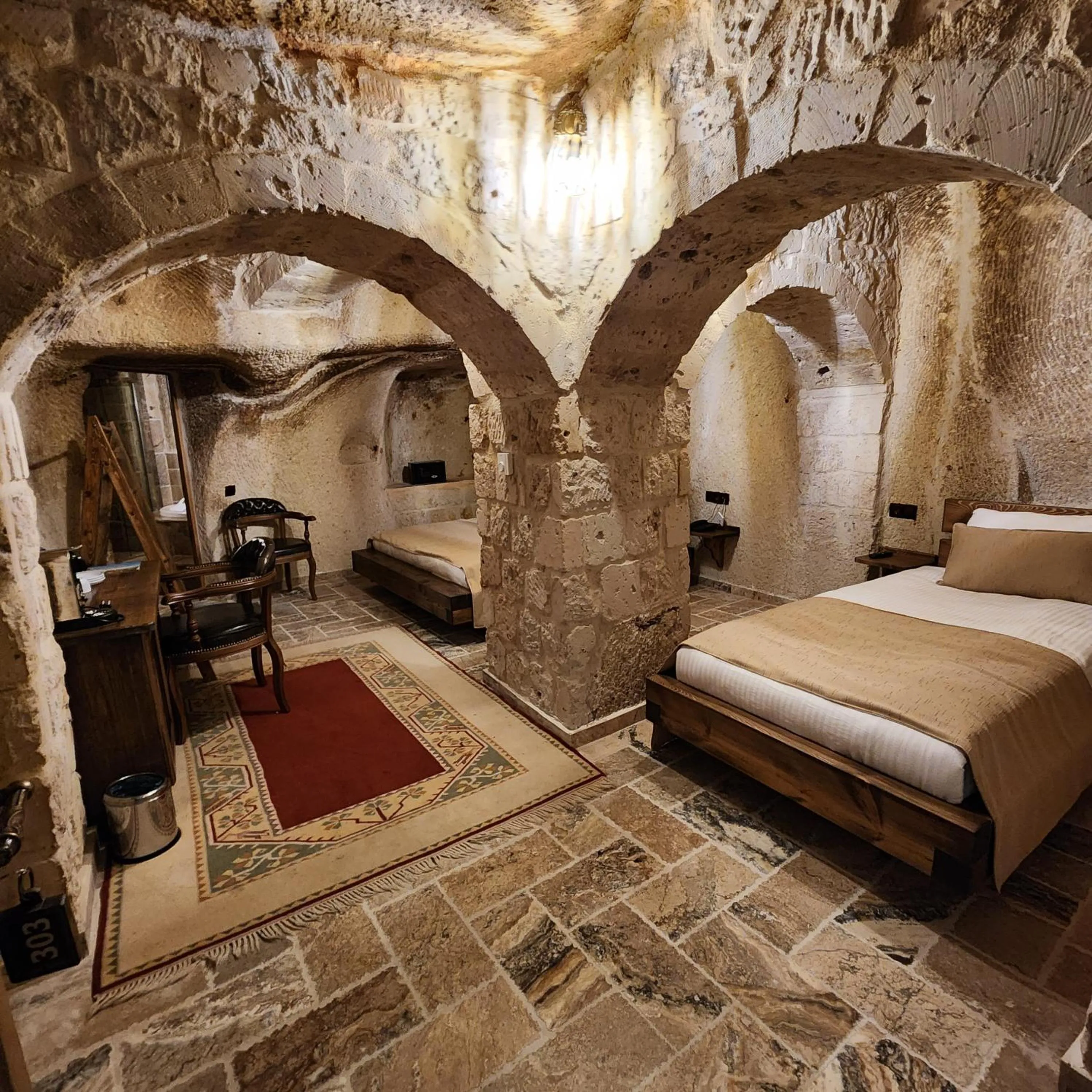 Bed in Noah's Ark Cave Hotel