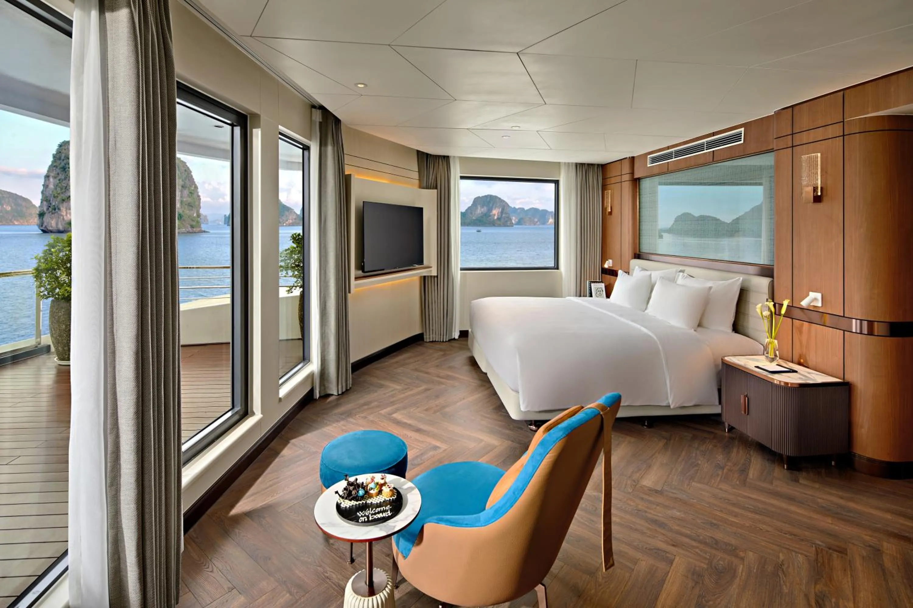 Bed in Grand Pioneers Halong Bay Cruise 1