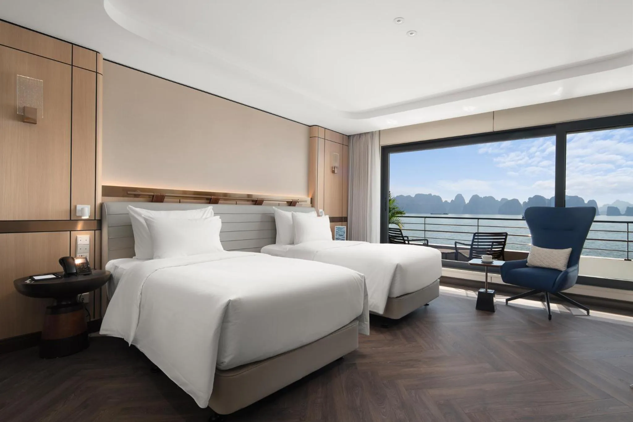 View (from property/room), Bed in Grand Pioneers Halong Bay Cruise 1