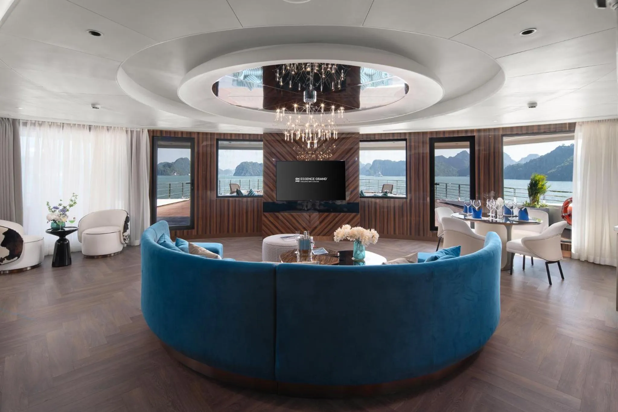 Living room in Grand Pioneers Halong Bay Cruise 1