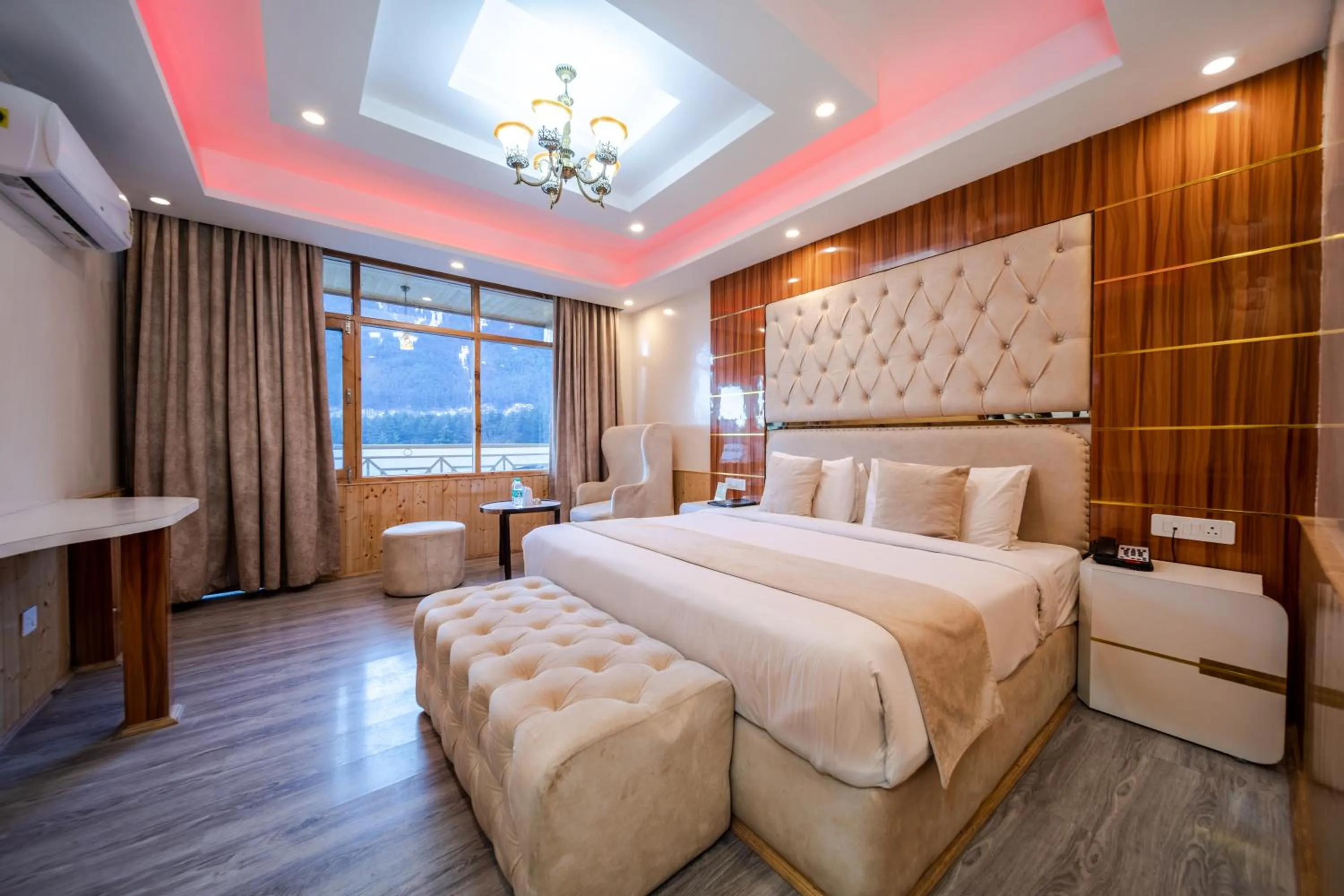 Bedroom, Bed in Hill River Resort By West Western -Property of the Year 2024-25 - Central Heated & Air Cooled, Near Mall Road