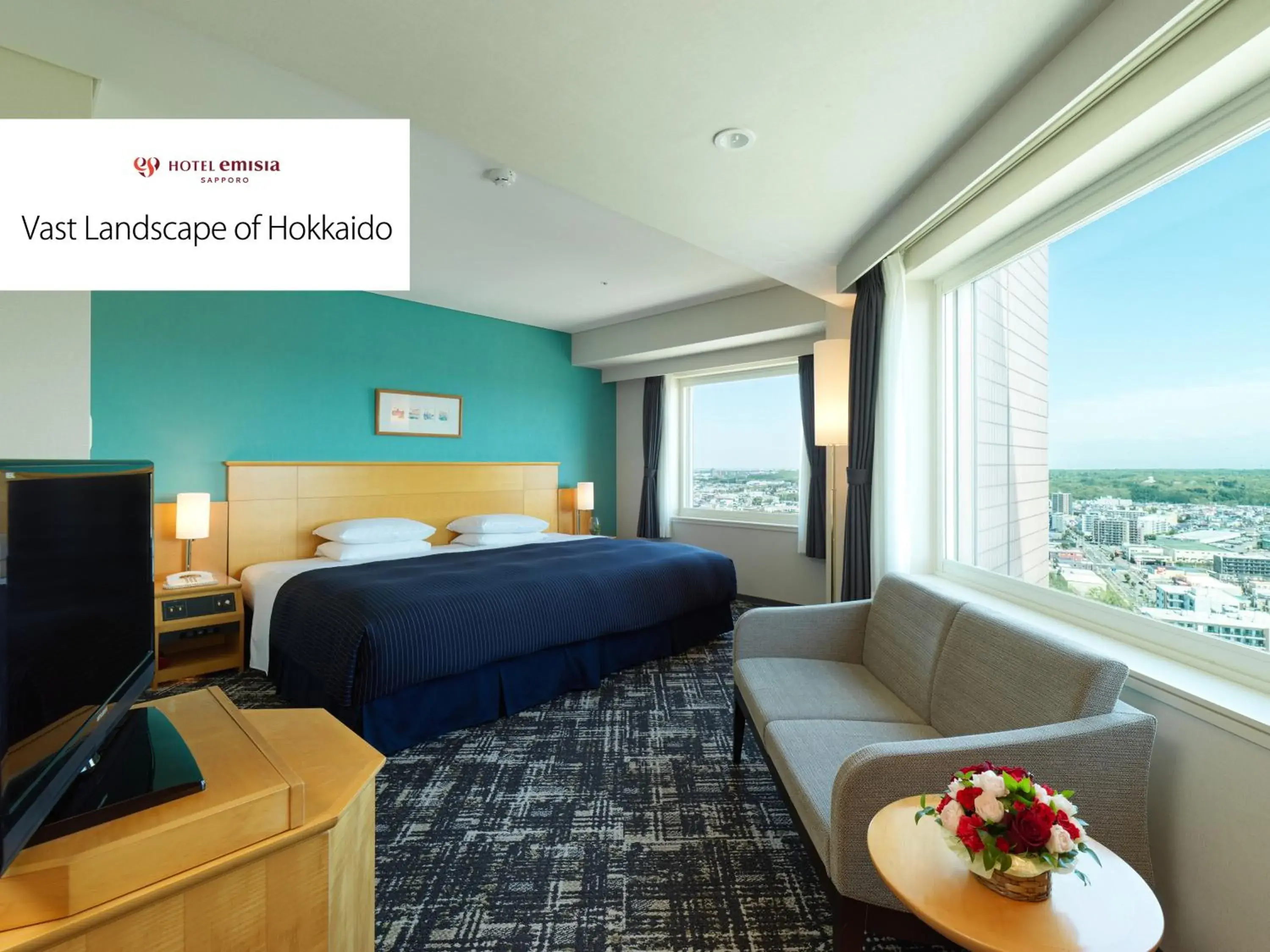 Landmark view, Bed in Hotel Emisia Sapporo Landmark view, Bed in Hotel Emisia Sapporo