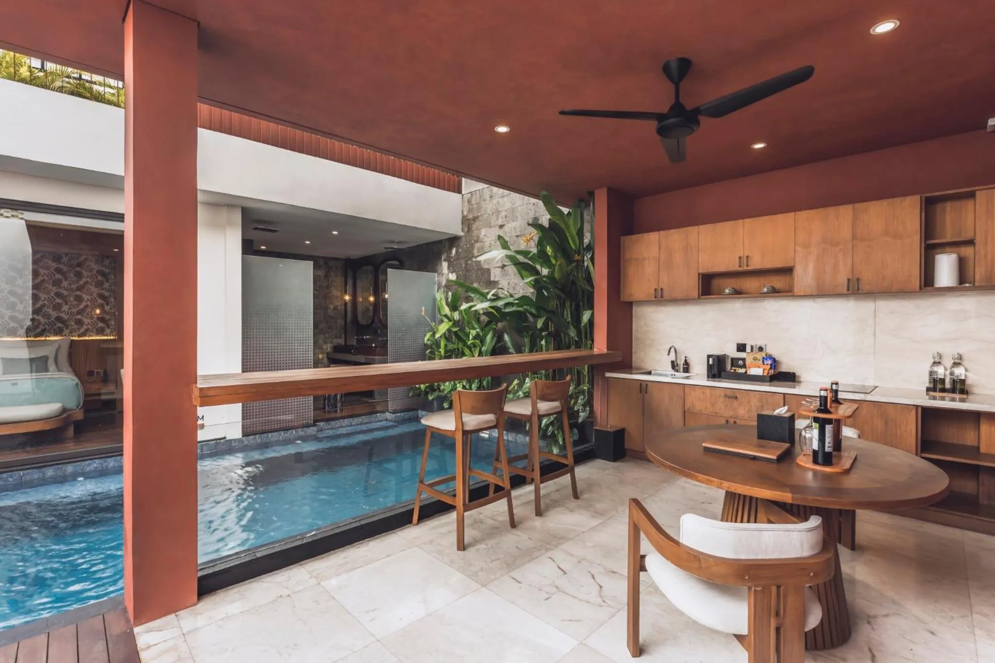 Dining area in Ayona Villa Canggu by Ini Vie Hospitality