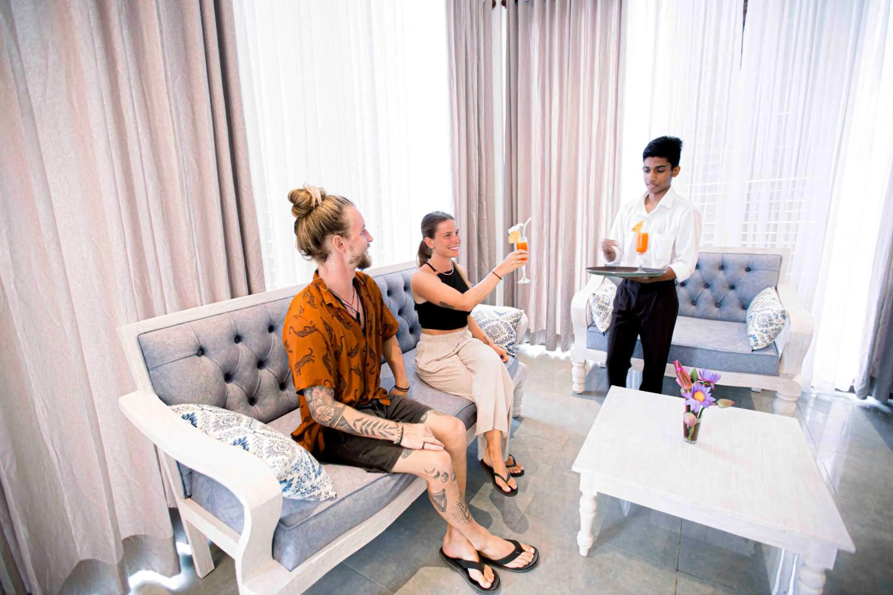 Seating area in Emerald Bay Resort Mirissa