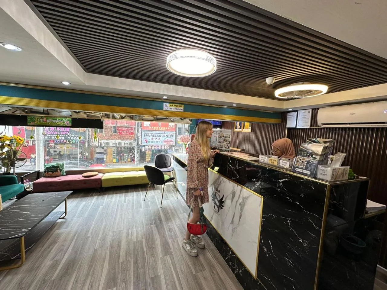 Seating area in SS Grey Hotel