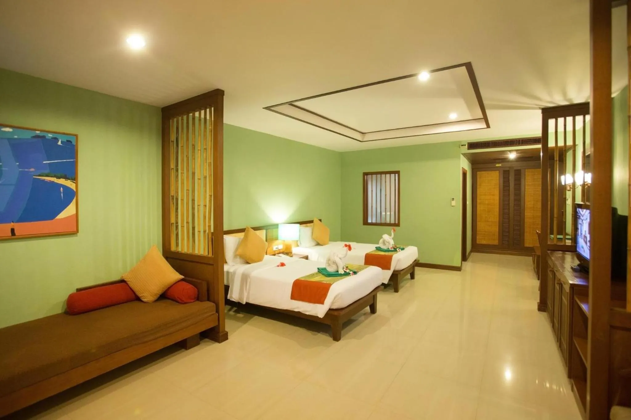 Photo of the whole room, Bed in Hotel and Beach Bungalow at Lanta Resort