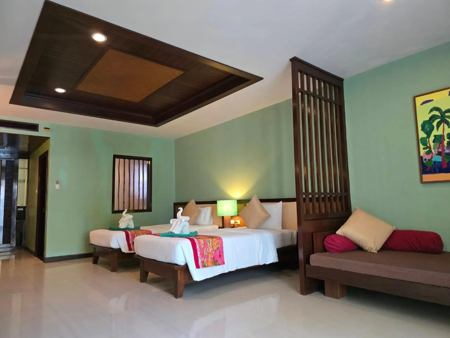 Bed in Hotel and Beach Bungalow at Lanta Resort