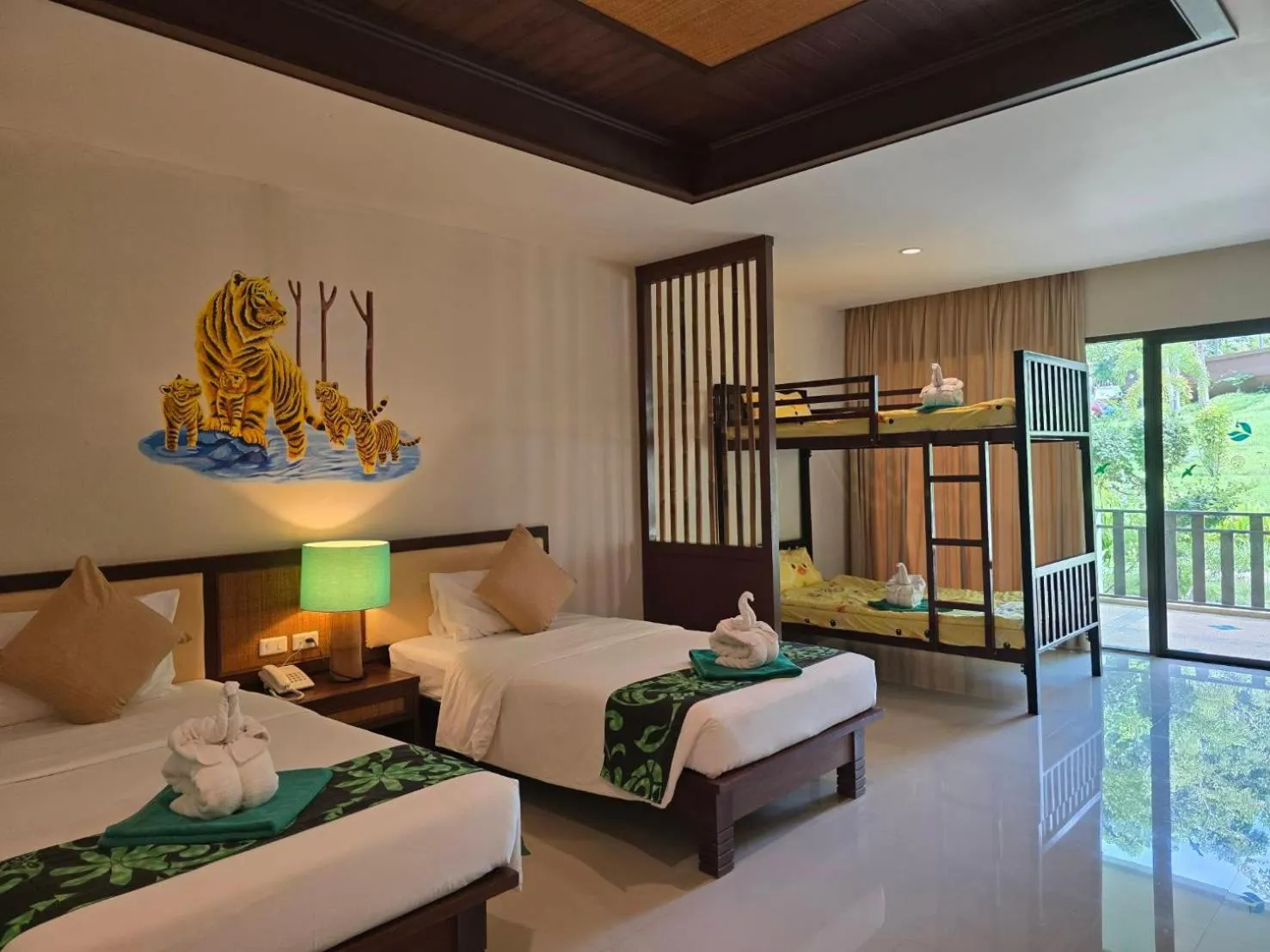 Bed in Hotel and Beach Bungalow at Lanta Resort