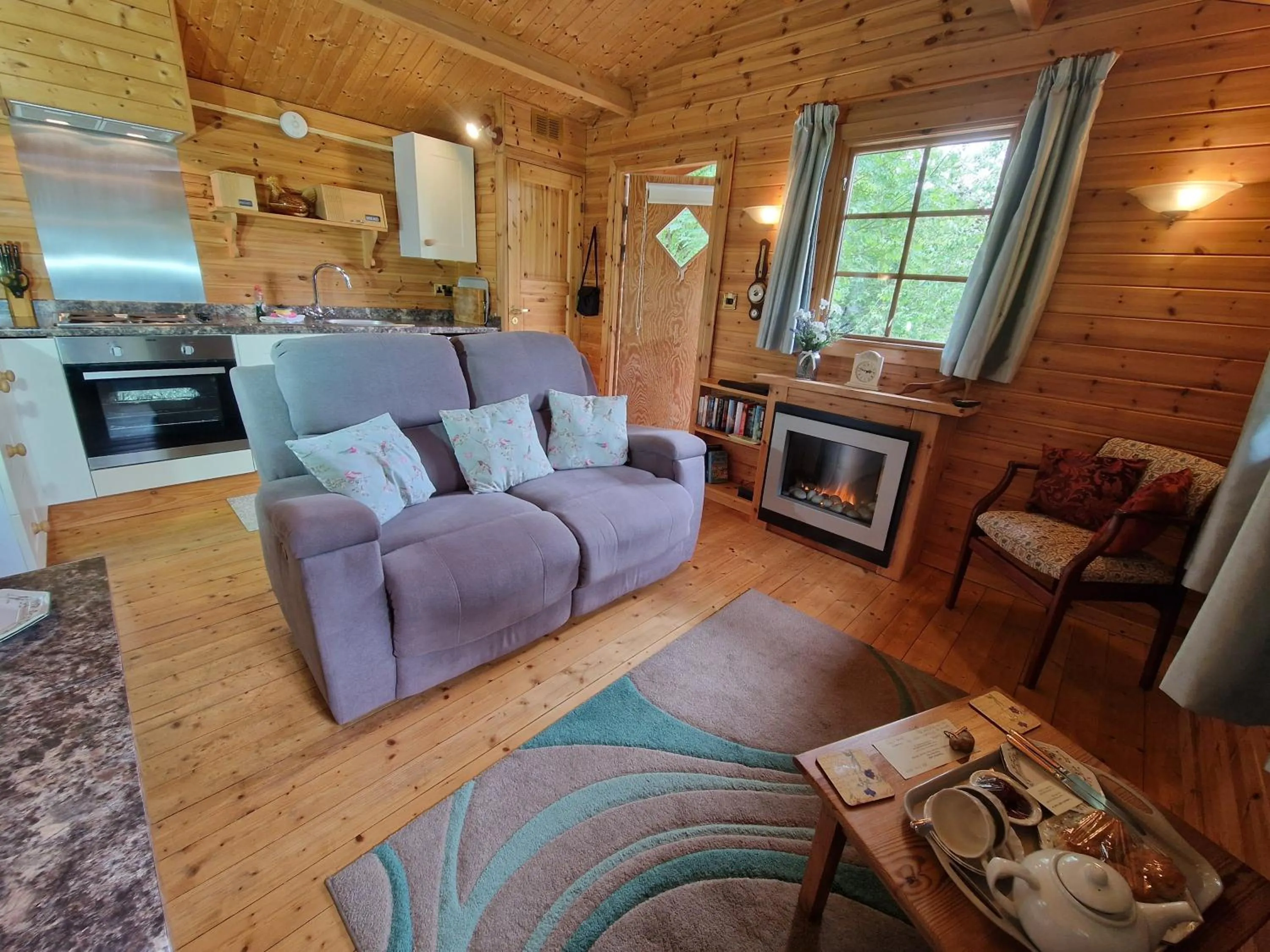 Seating area in Polgwedhen Lodge