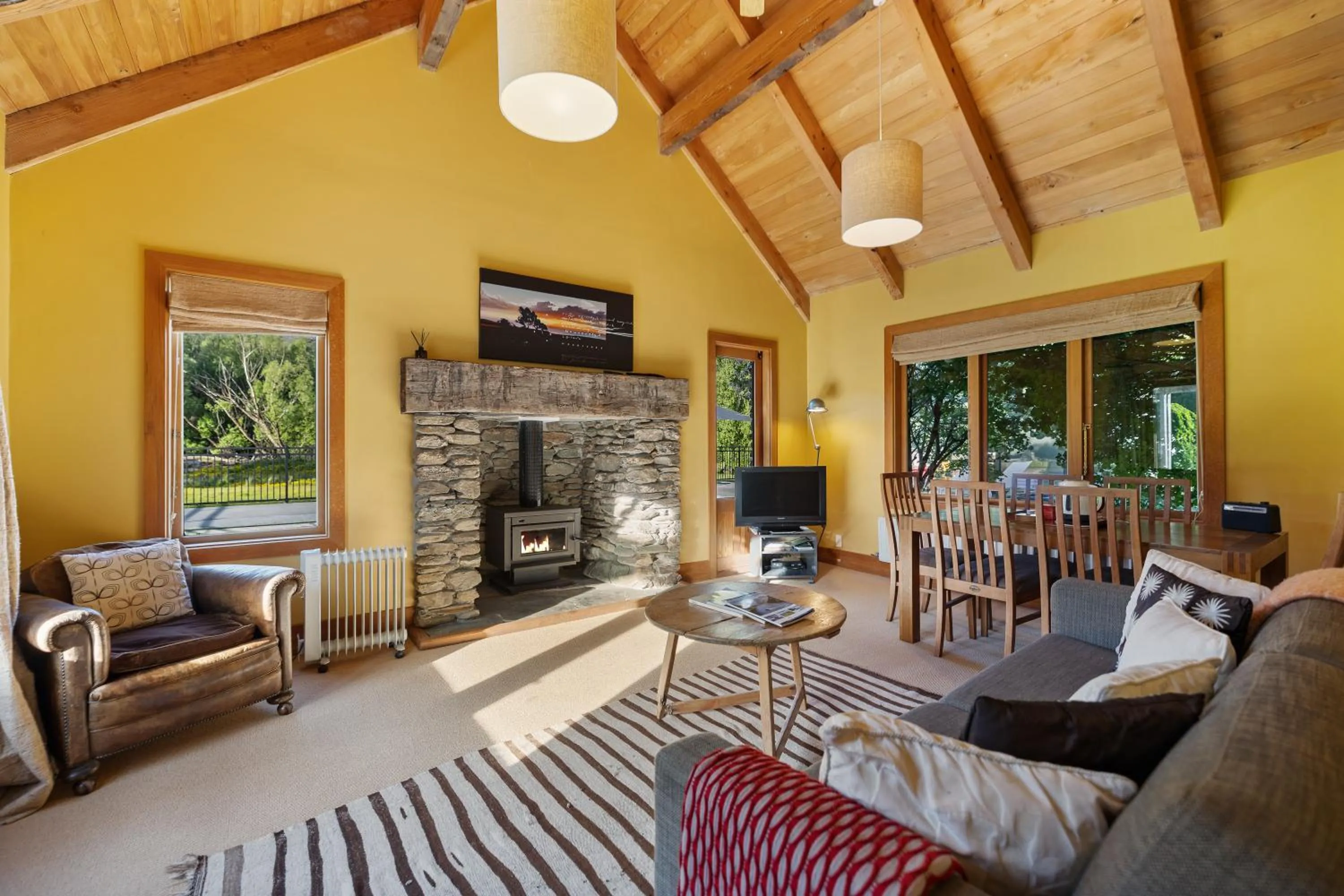 fireplace in Wharenui Holiday Home by MajorDomo