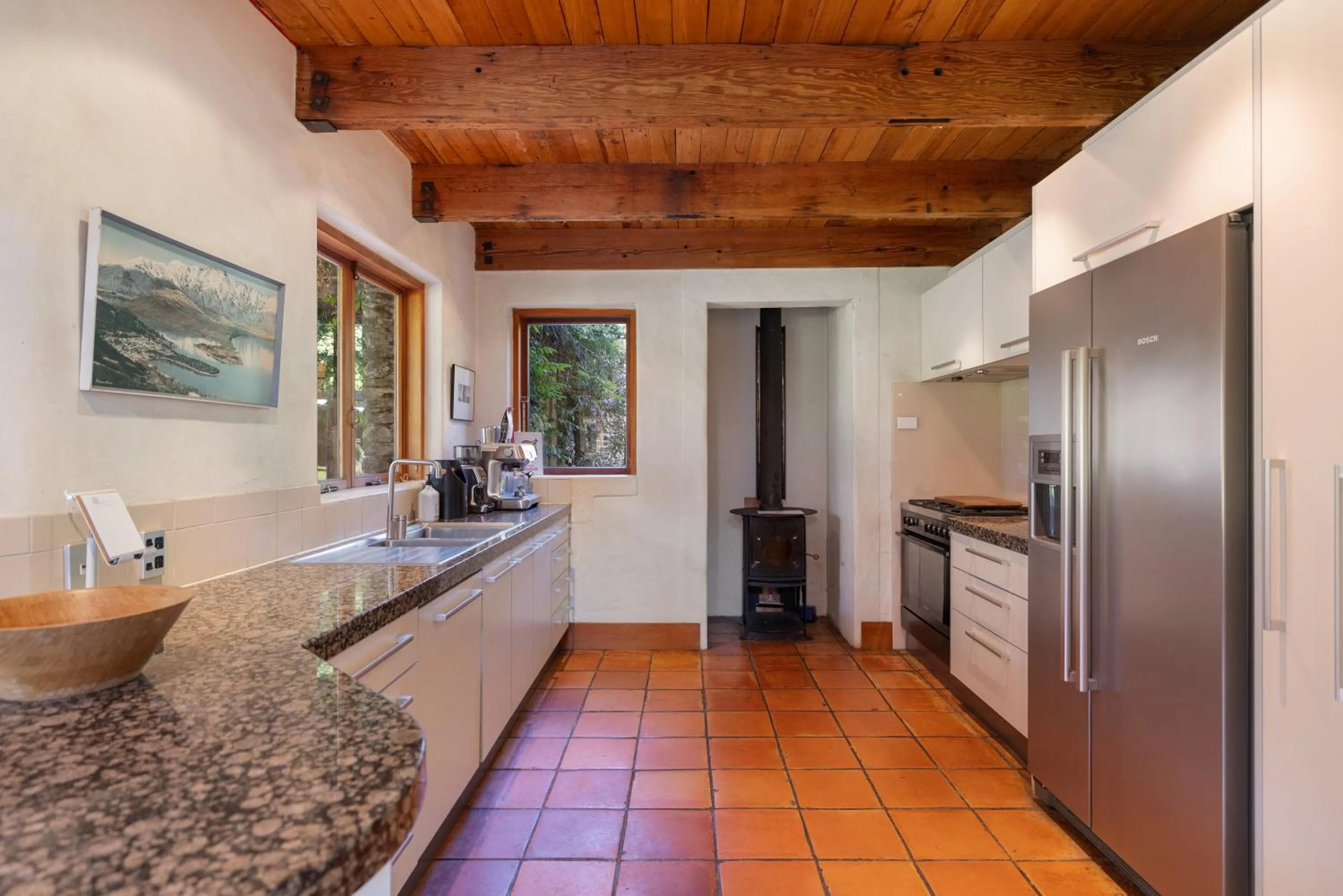 kitchen in Wharenui Holiday Home by MajorDomo