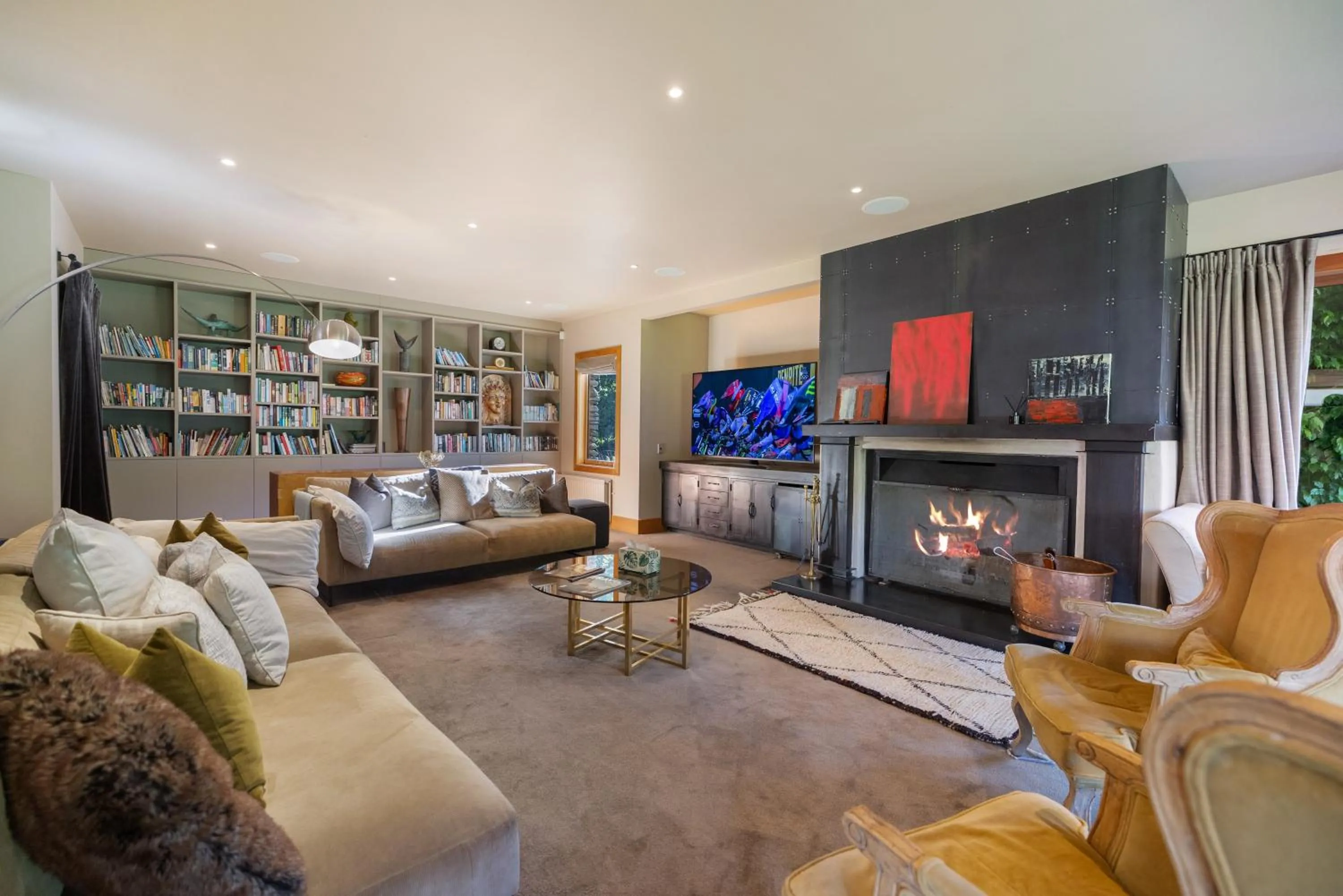 fireplace in Wharenui Holiday Home by MajorDomo