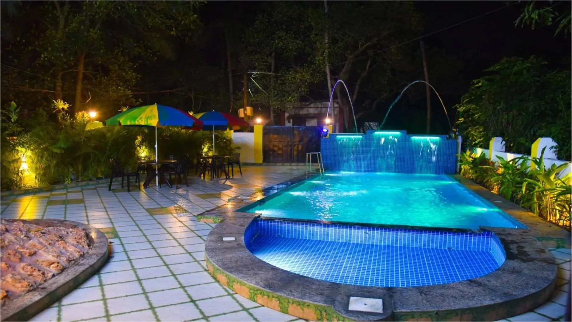 Night, Swimming Pool in Eden Stay - Goa