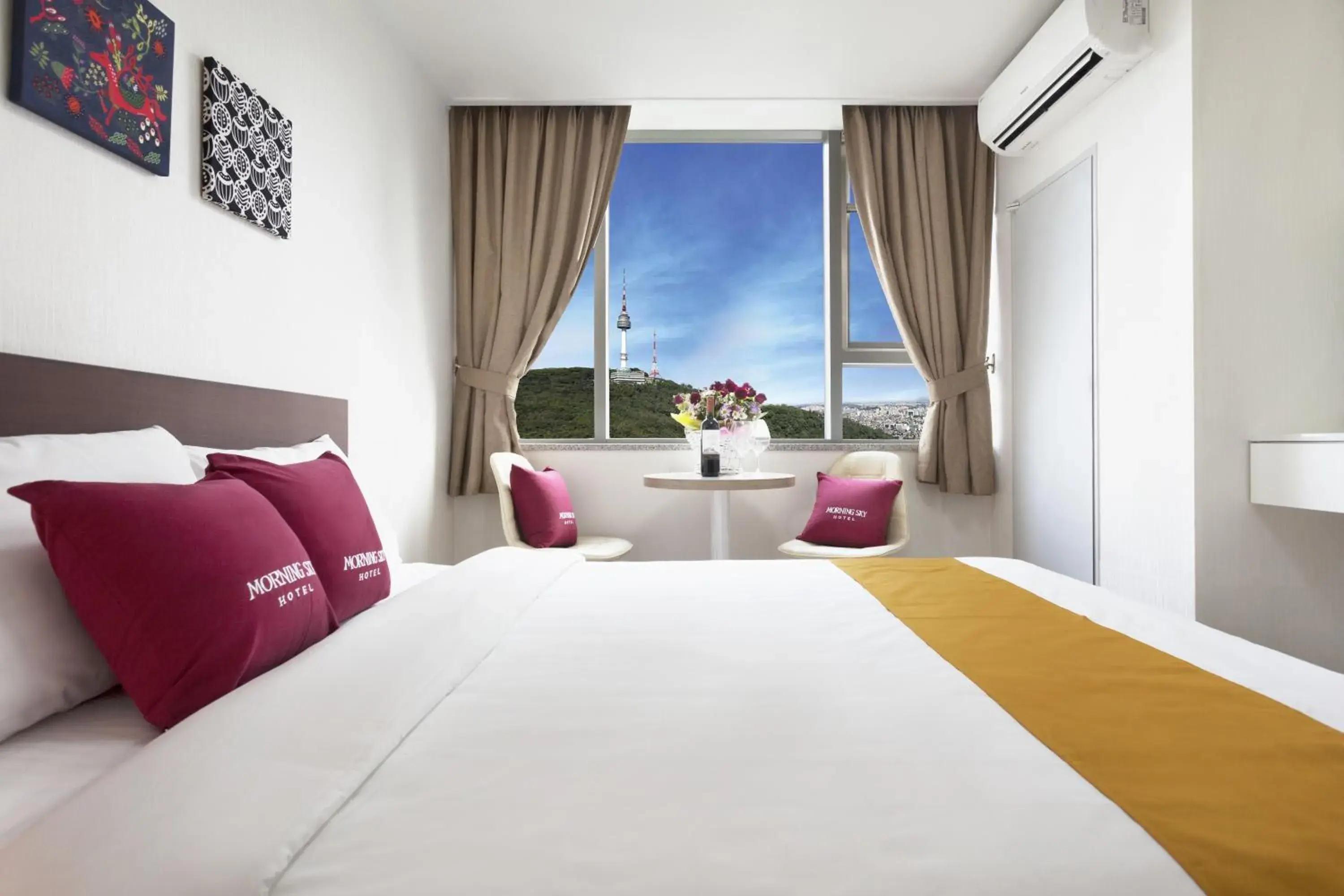 Decorative detail, Bed in Hotel Morning Sky Decorative detail, Bed in Hotel Morning Sky