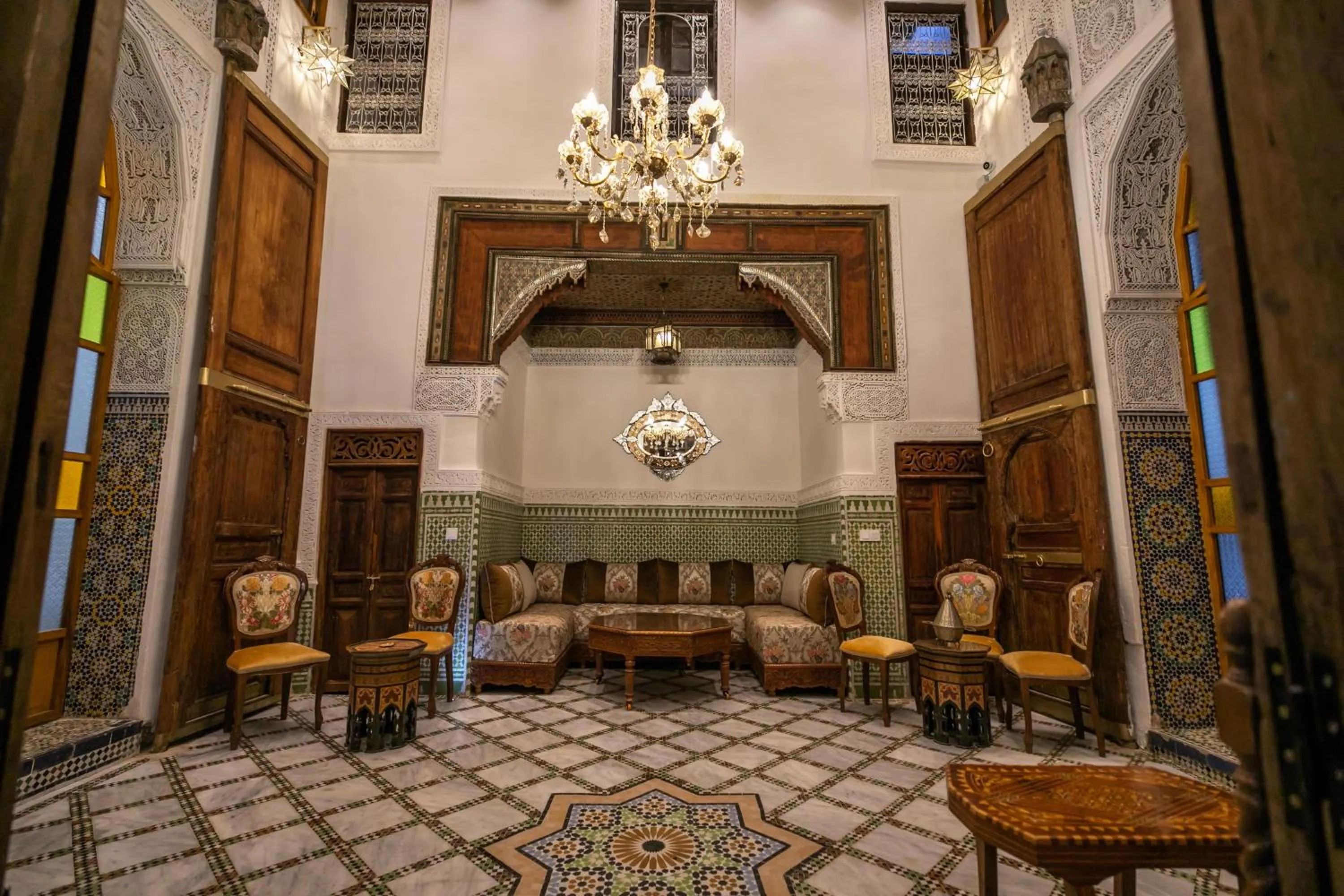 Communal lounge/ TV room in Dar Usham Fes Luxury Guest House