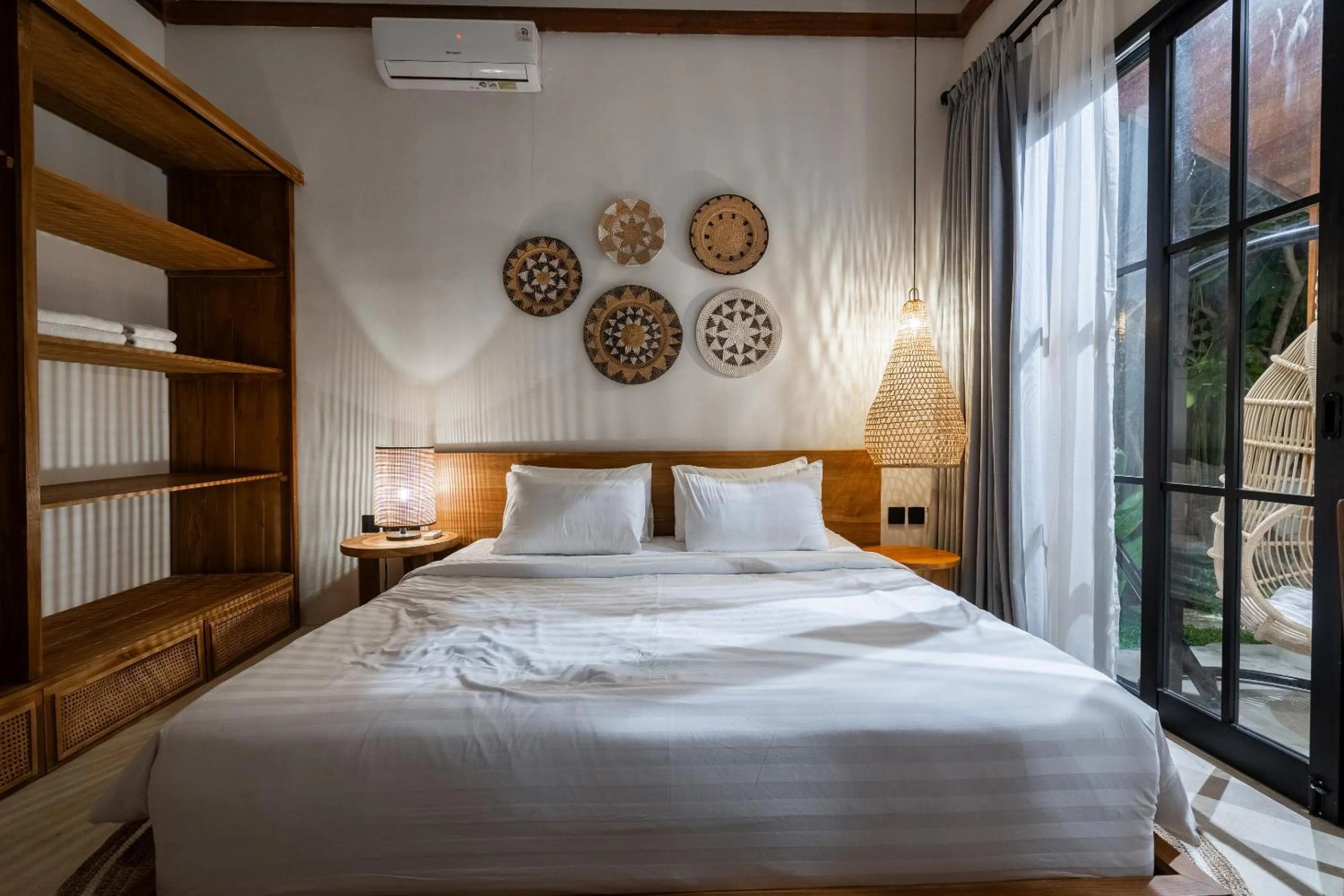 Night, Bed in Hijau Villa by EVDEkimi - Charming 2BR escape with Pool, Outdoor Lounge, Lush Garden - New Year's Offer