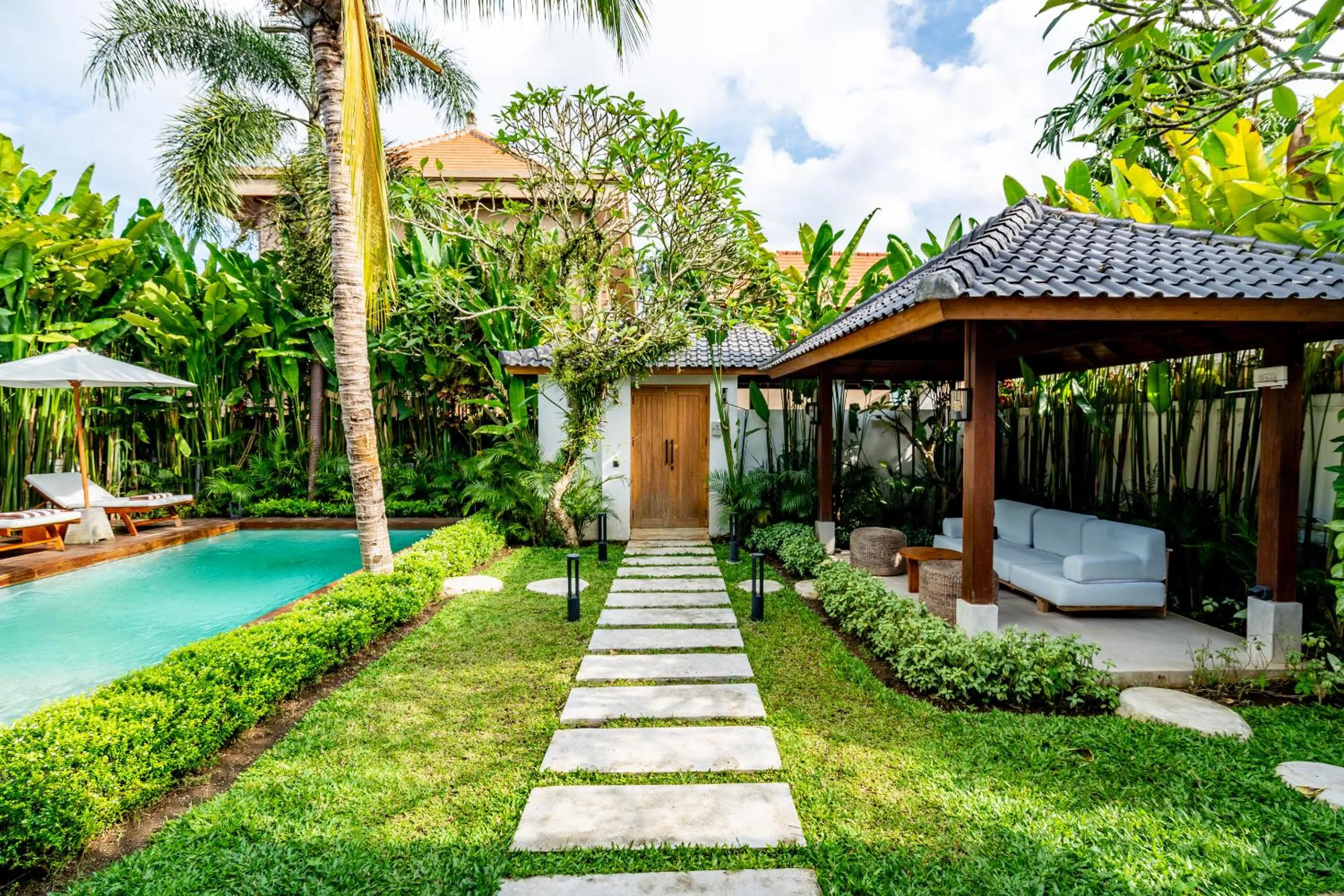 Garden in Hijau Villa by EVDEkimi - Charming 2BR escape with Pool, Outdoor Lounge, Lush Garden - New Year's Offer
