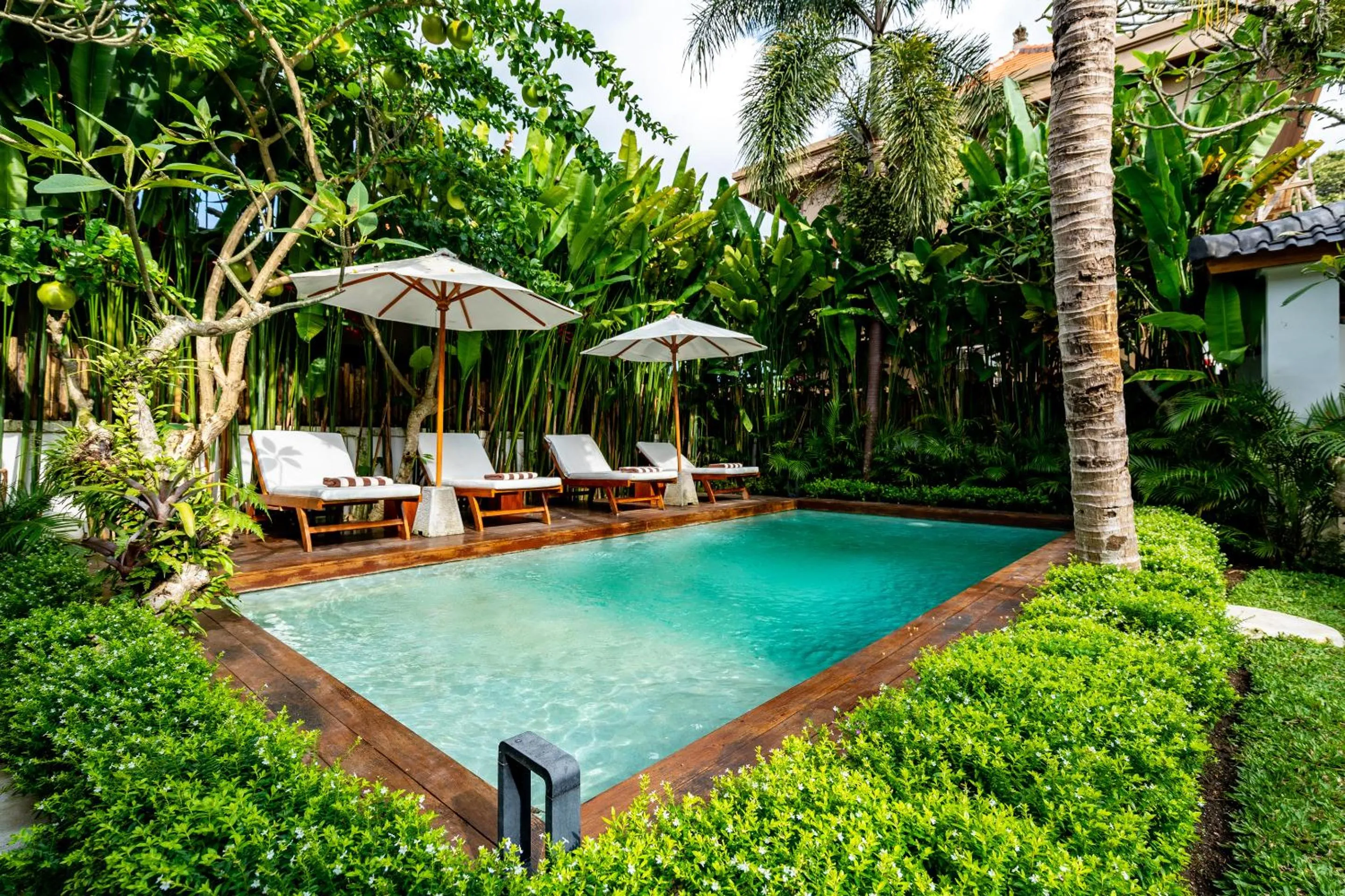 Garden in Hijau Villa by EVDEkimi - Charming 2BR escape with Pool, Outdoor Lounge, Lush Garden - New Year's Offer