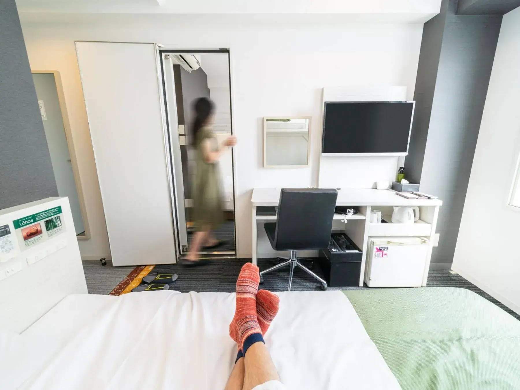 Bed in Super Hotel Shinagawa Shinbanba Bed in Super Hotel Shinagawa Shinbanba