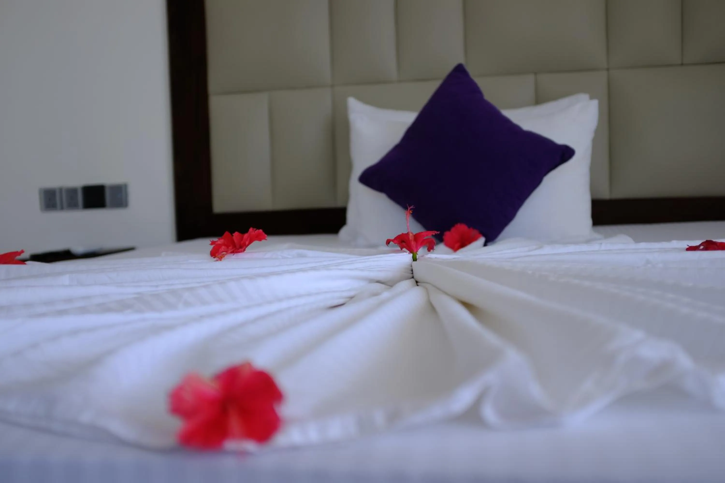 Bed in Mzion Hotel Weligama