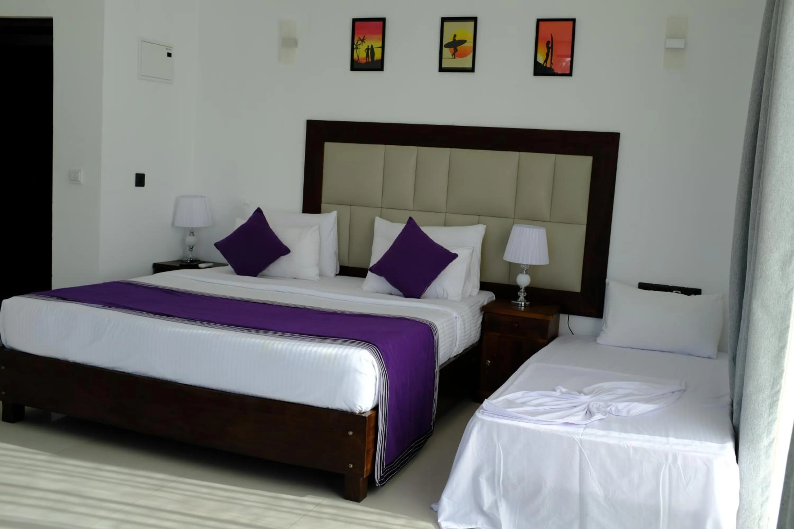 Bed in Mzion Hotel Weligama