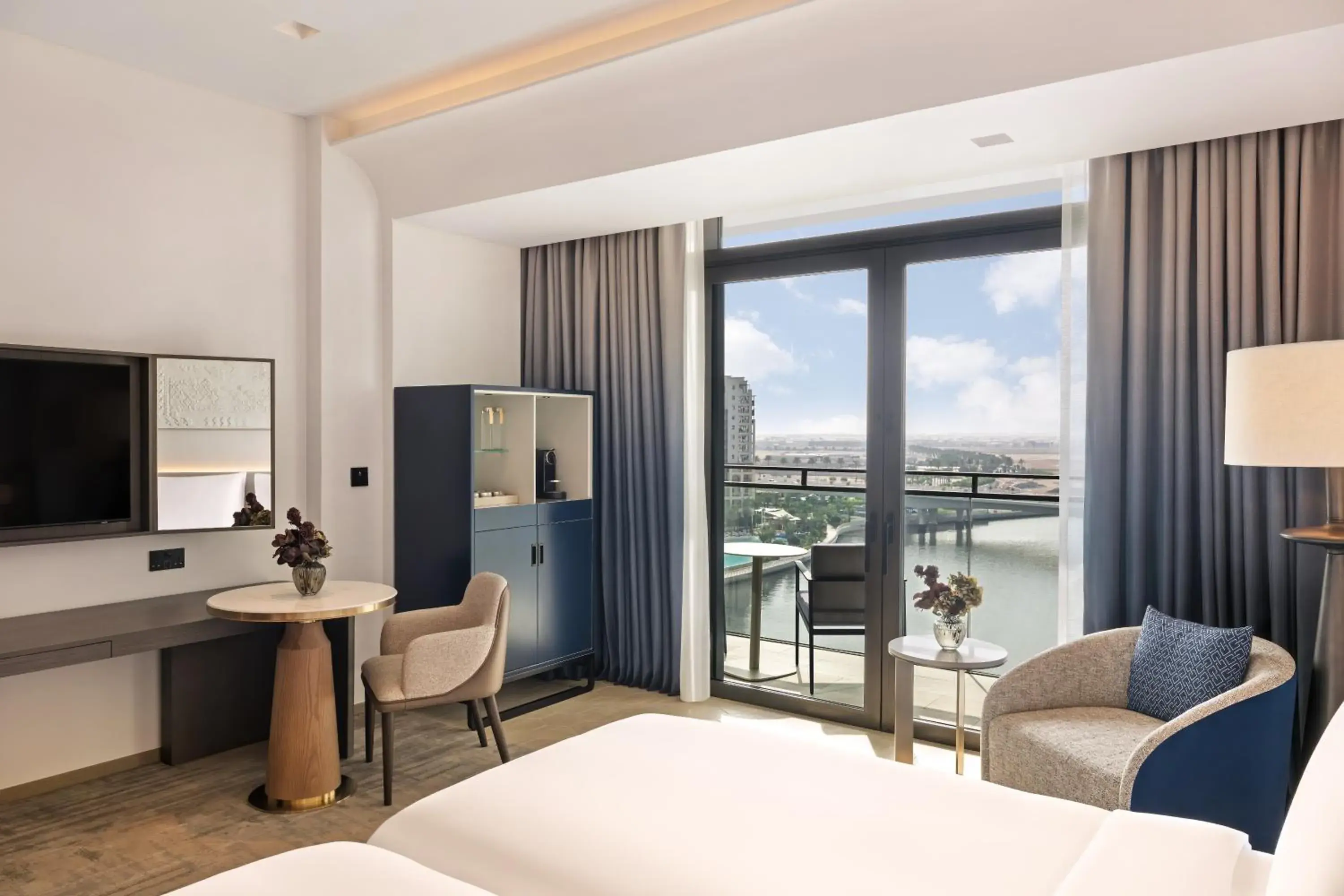 View (from property/room), Bed in Palace Dubai Creek Harbour View (from property/room), Bed in Palace Dubai Creek Harbour
