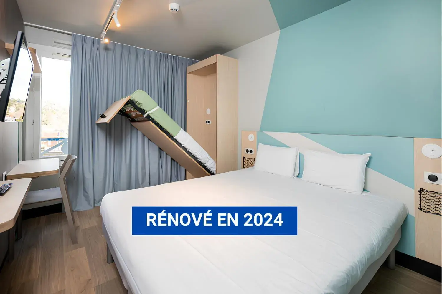 Bedroom, Bed in Ibis Budget Lyon Caluire Cité Internationale Bedroom, Bed in Ibis Budget Lyon Caluire Cité Internationale