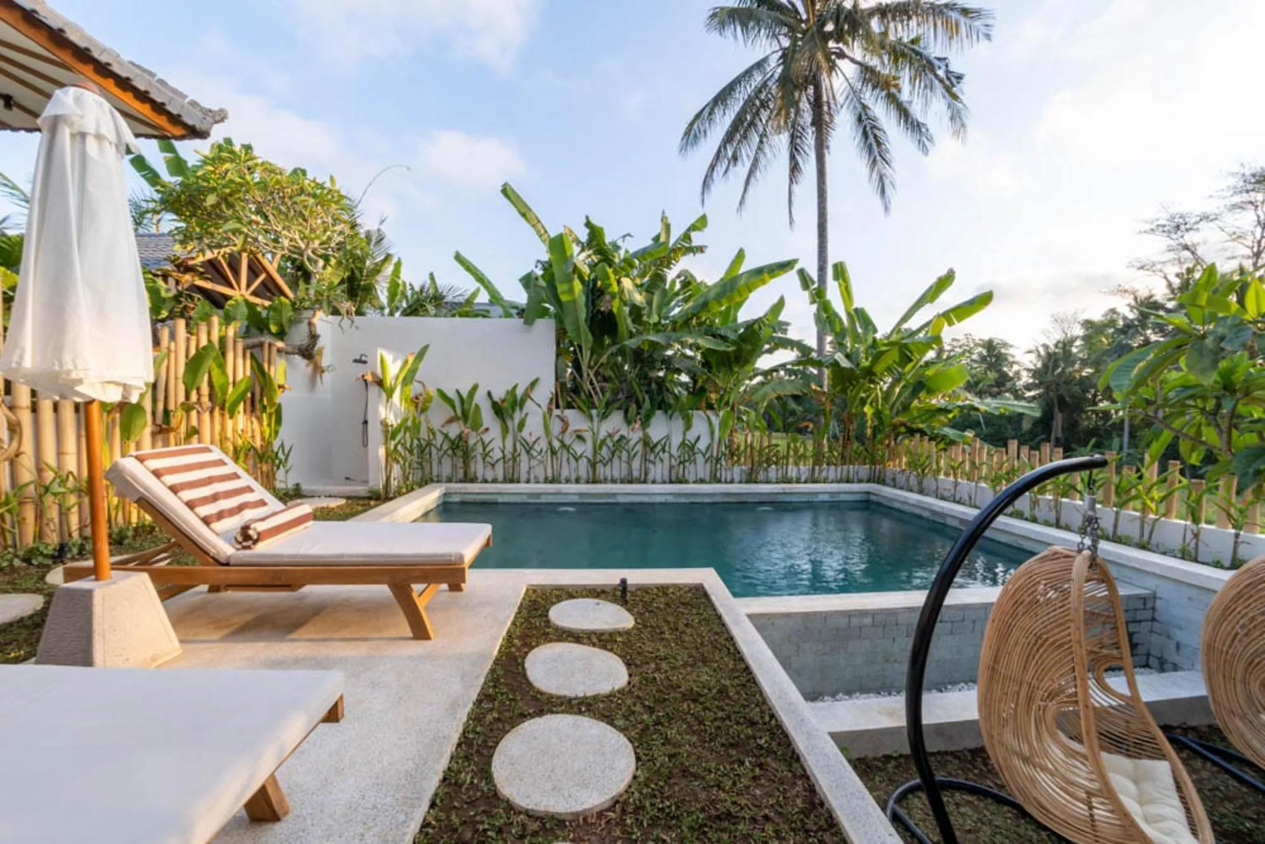 Patio in Semiramida Villa by EVDEkimi - Elegant 2BR with Pool, Open-air bath, Patio