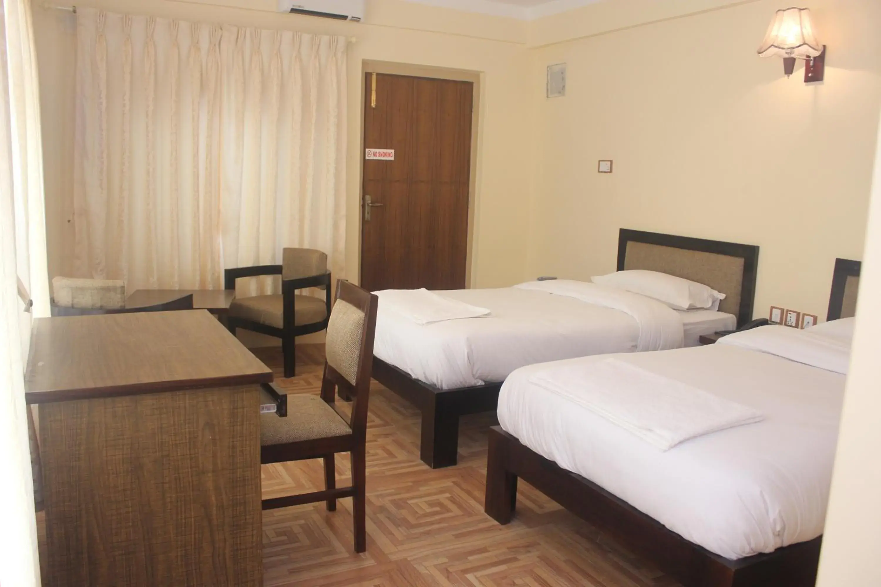 Decorative detail, Bed in Boudha Stupa View Guest House Decorative detail, Bed in Boudha Stupa View Guest House