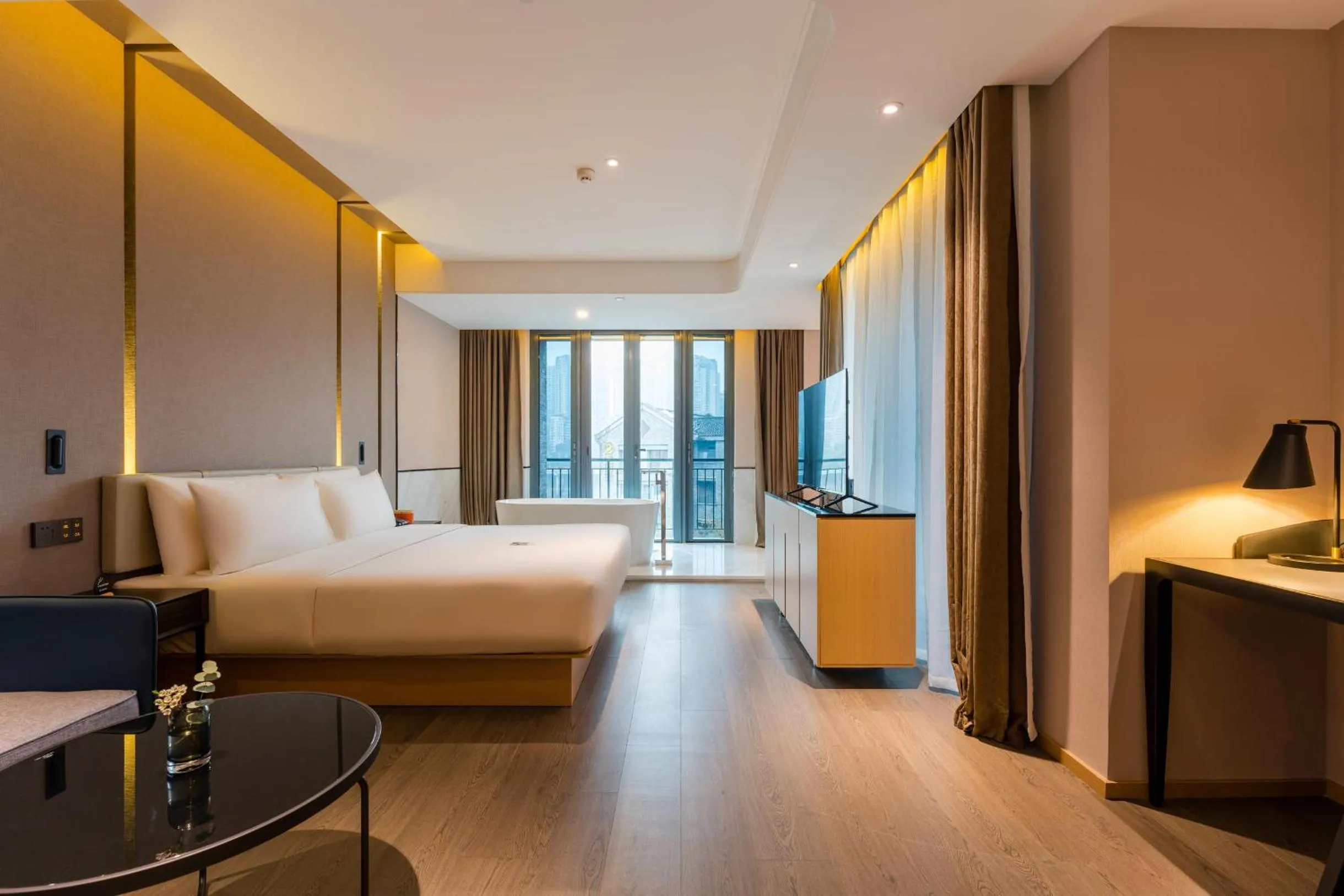 Bed in Atour Hotel Chongqing Tiandi NetEase Cloud Music