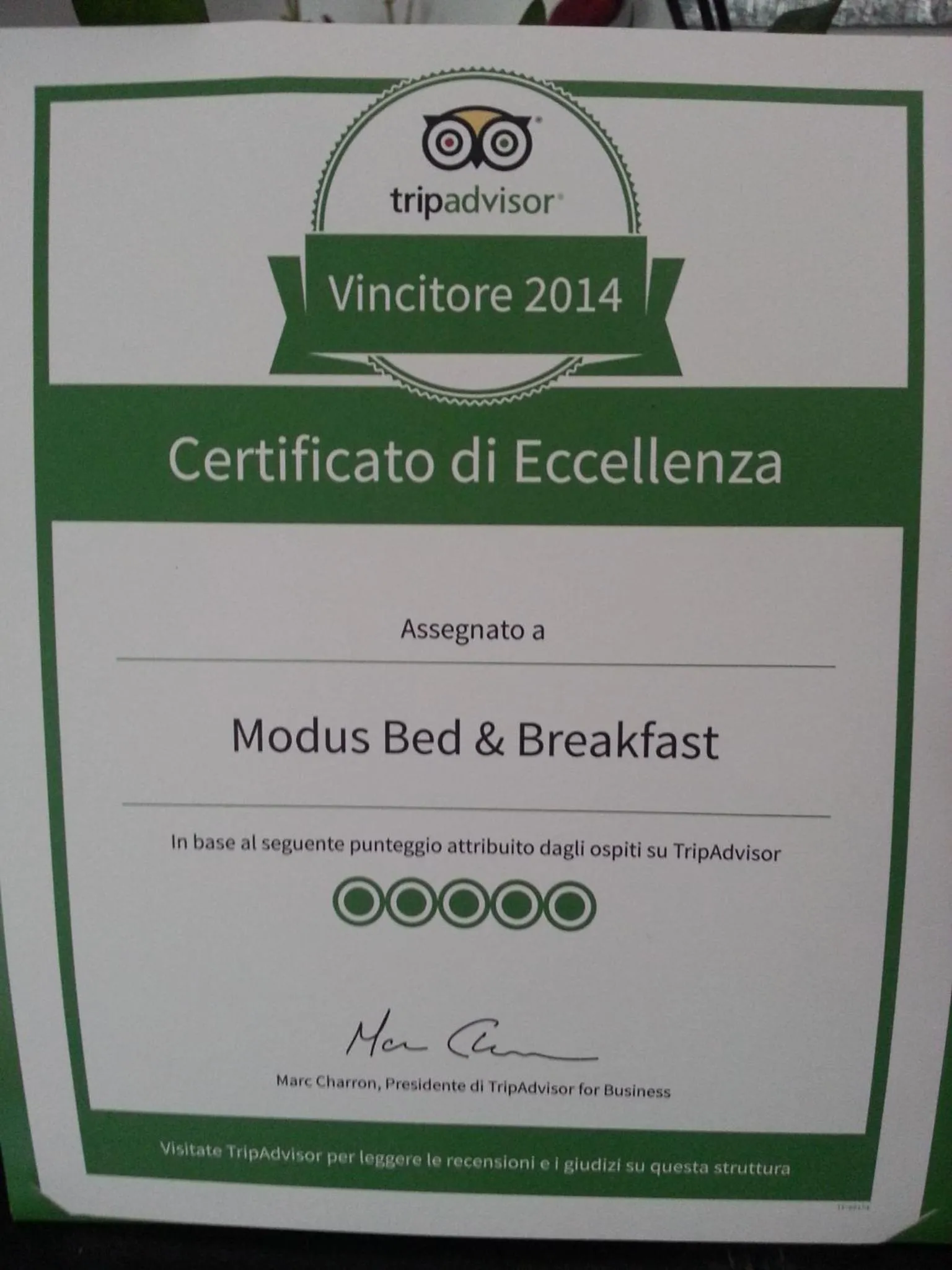 Logo/Certificate/Sign in Modus B&B