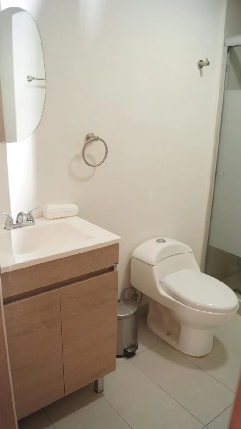 Shower in Lux 2 bedroom apartment, swimming pool, gym and free parking spot in Macro Plaza area