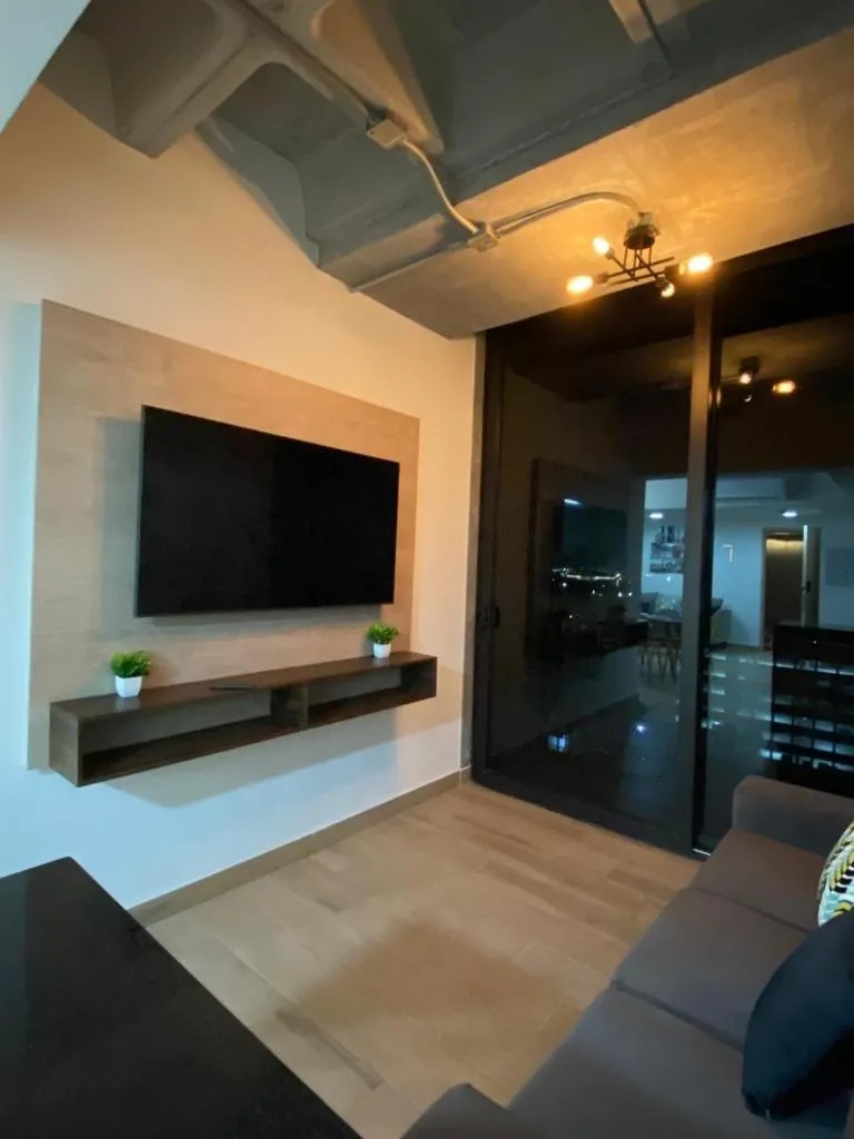 TV and multimedia in Lux 2 bedroom apartment, swimming pool, gym and free parking spot in Macro Plaza area
