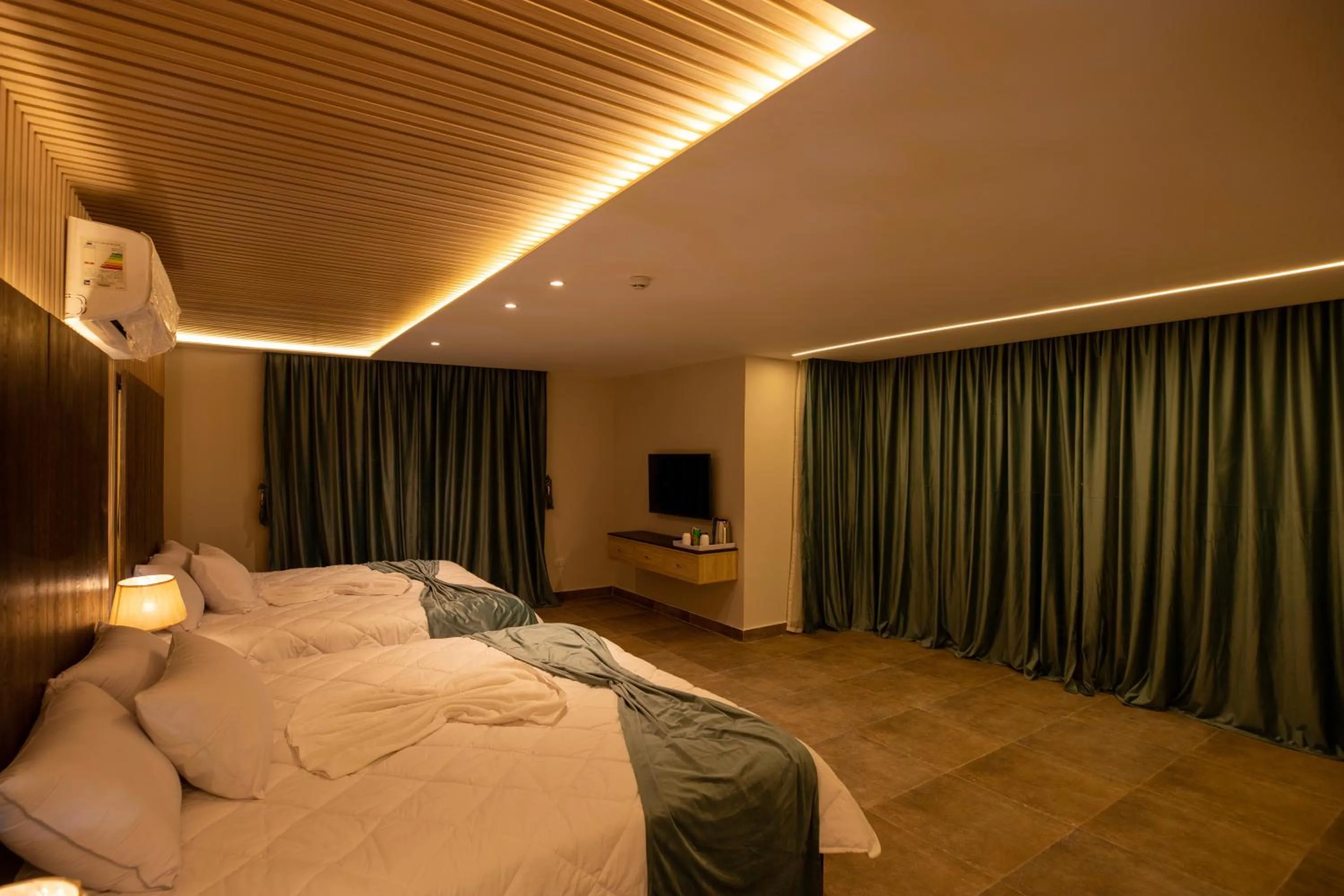 Bed in Blue Pyramids Eyes Hotel