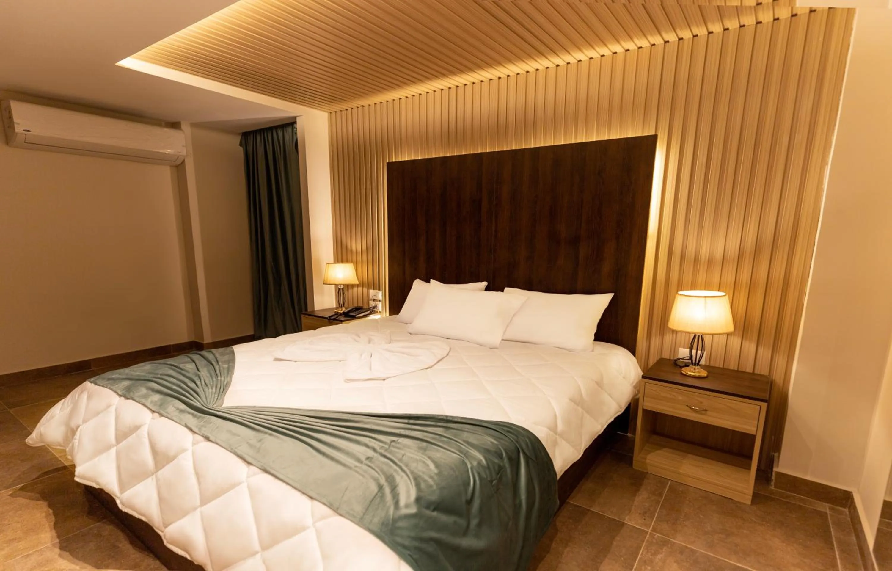 Bed in Blue Pyramids Eyes Hotel