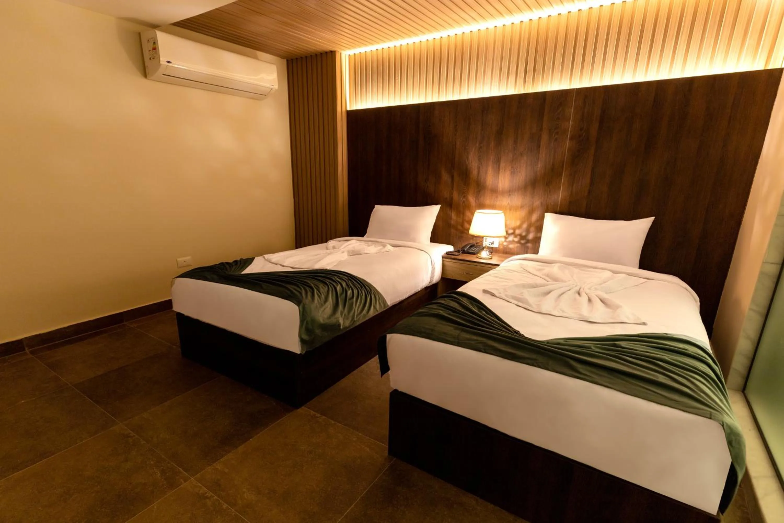 Bed in Blue Pyramids Eyes Hotel