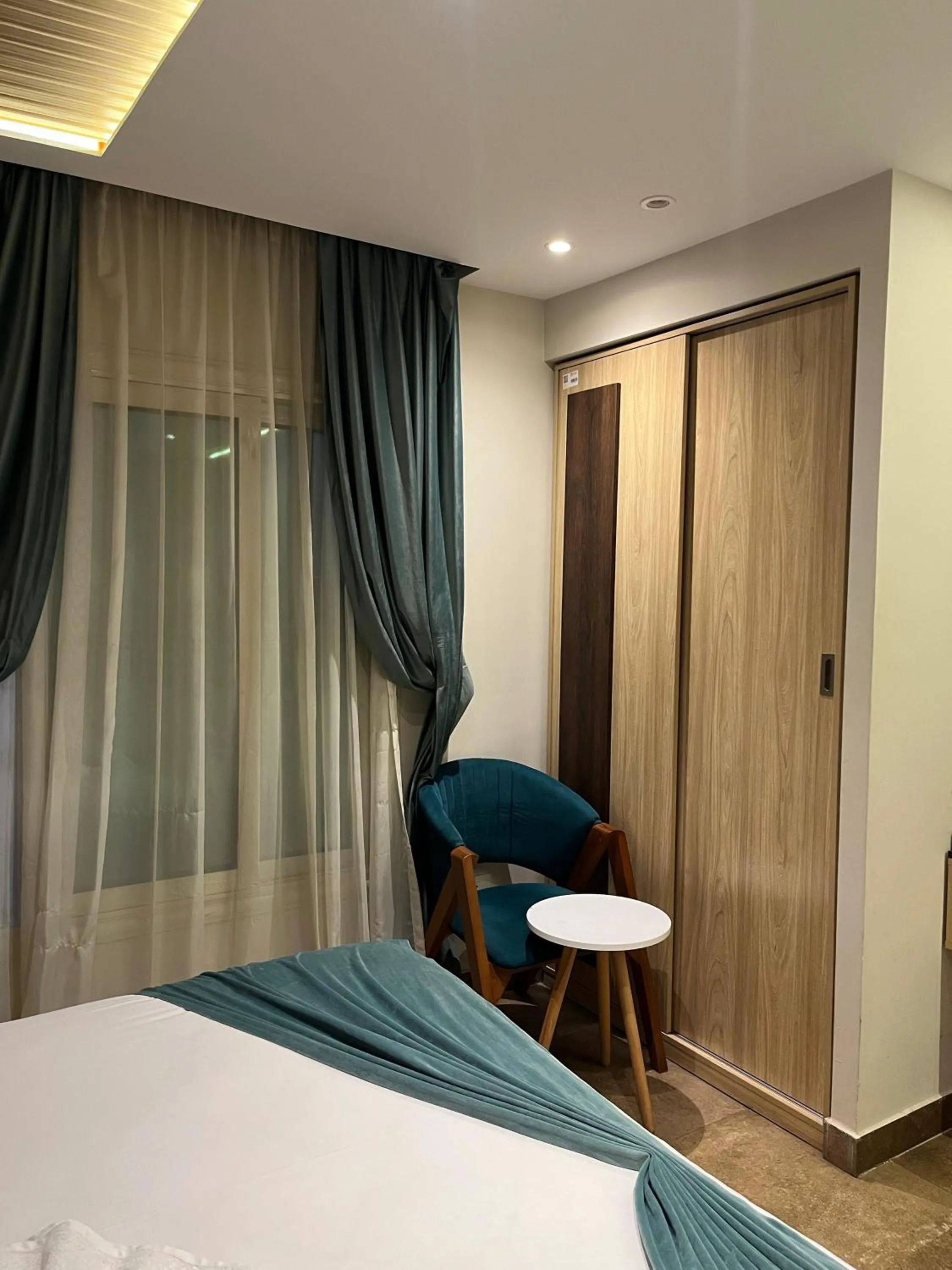 Bed in Blue Pyramids Eyes Hotel