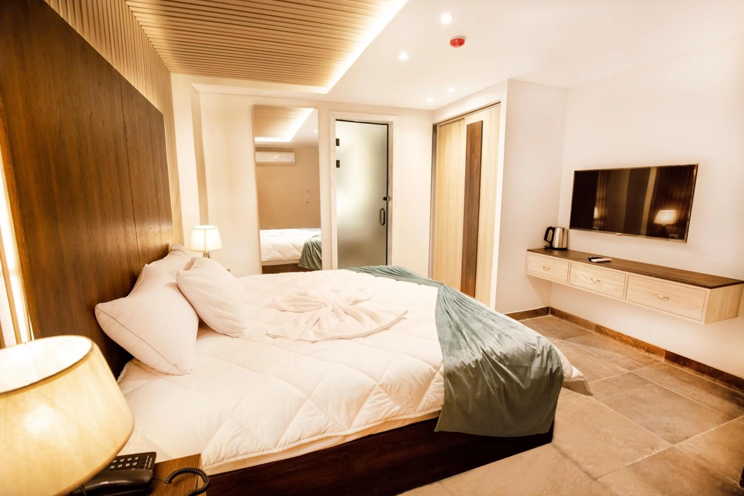 Bed in Blue Pyramids Eyes Hotel