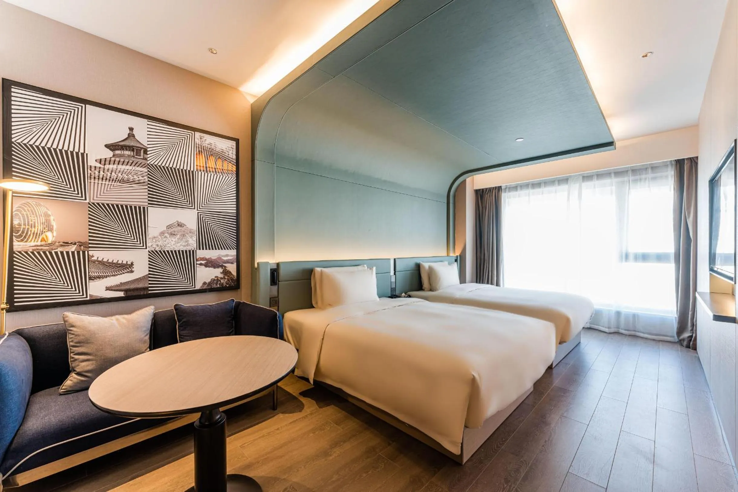 Bed in Atour S Hotel Beijing Shangdi Qinghe High Speed Railway Station