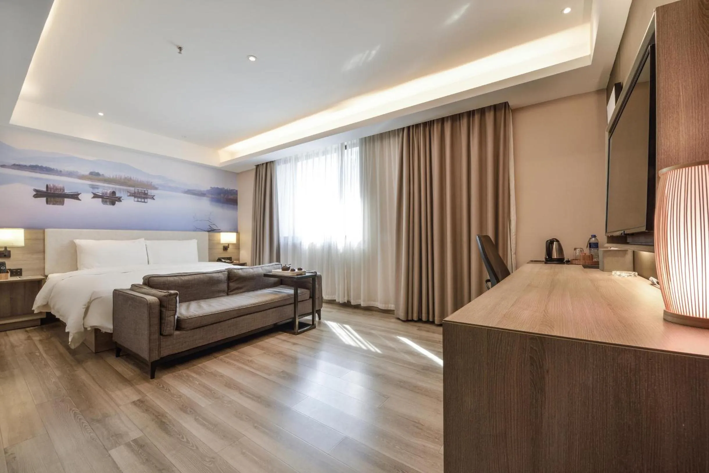 Bed in Atour Hotel Dalian Zhongshan Square