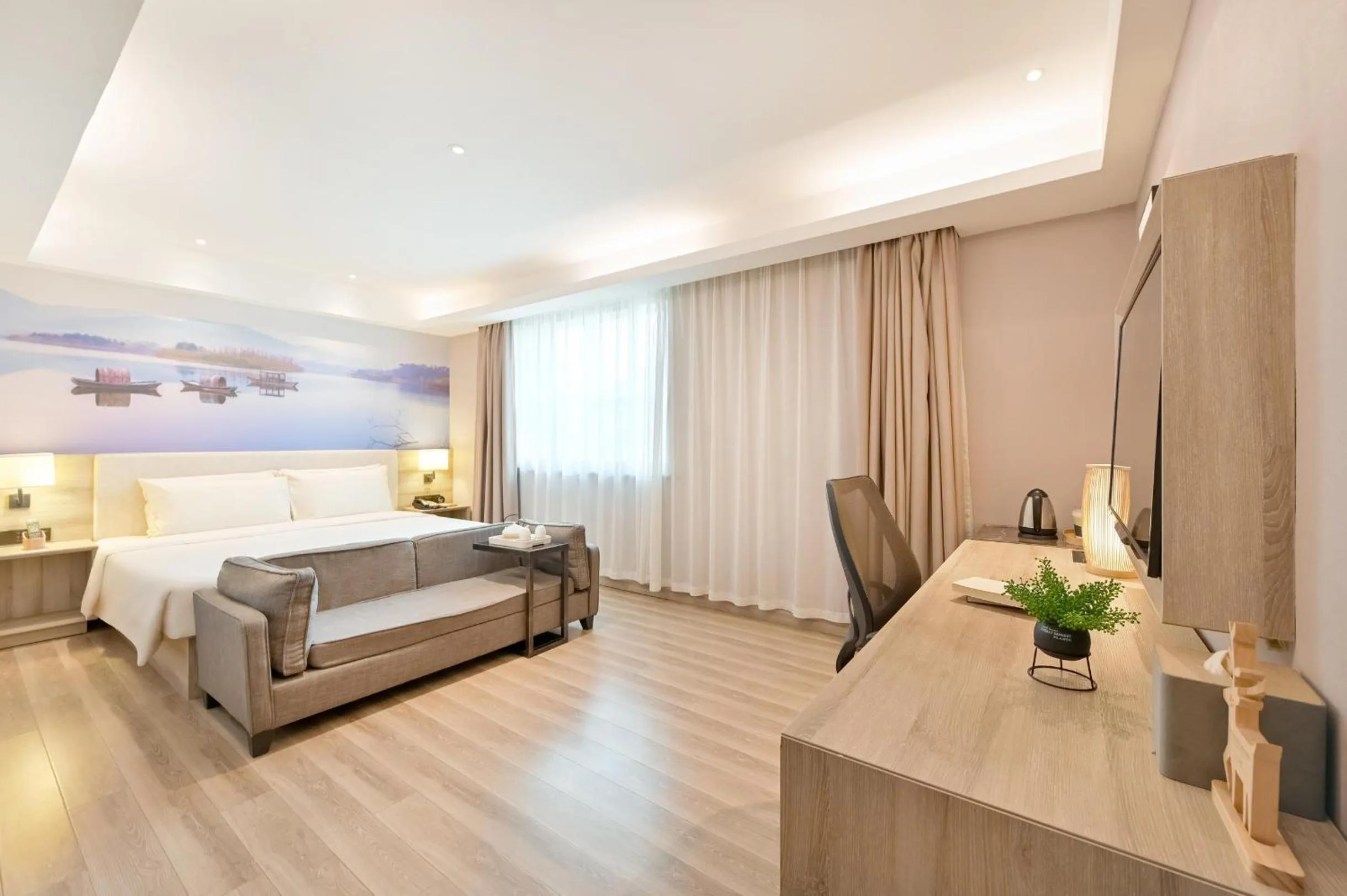 Bed in Atour Hotel Dalian Zhongshan Square