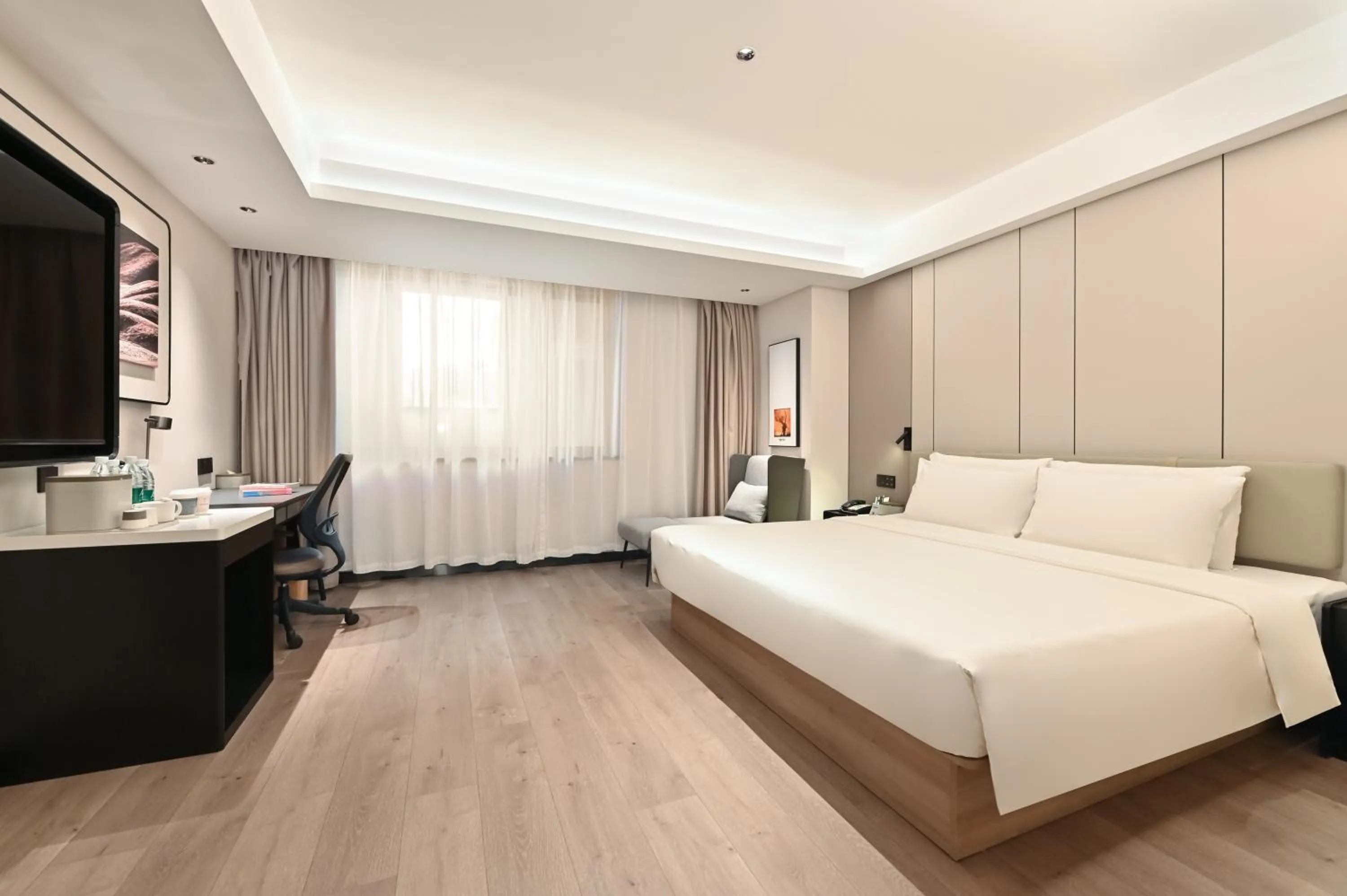 Bed in Atour Hotel Dalian Zhongshan Square