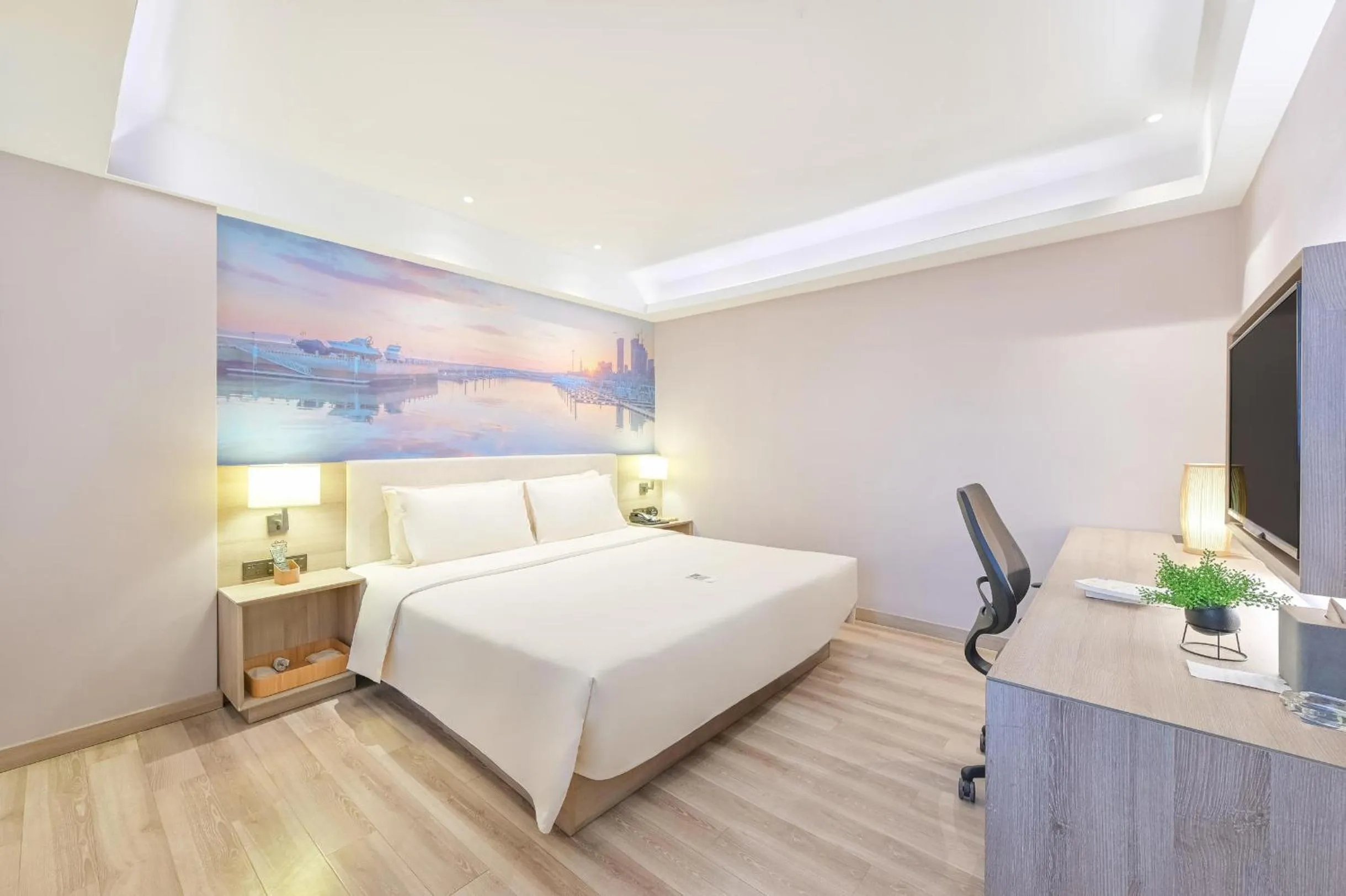 Bed in Atour Hotel Dalian Zhongshan Square