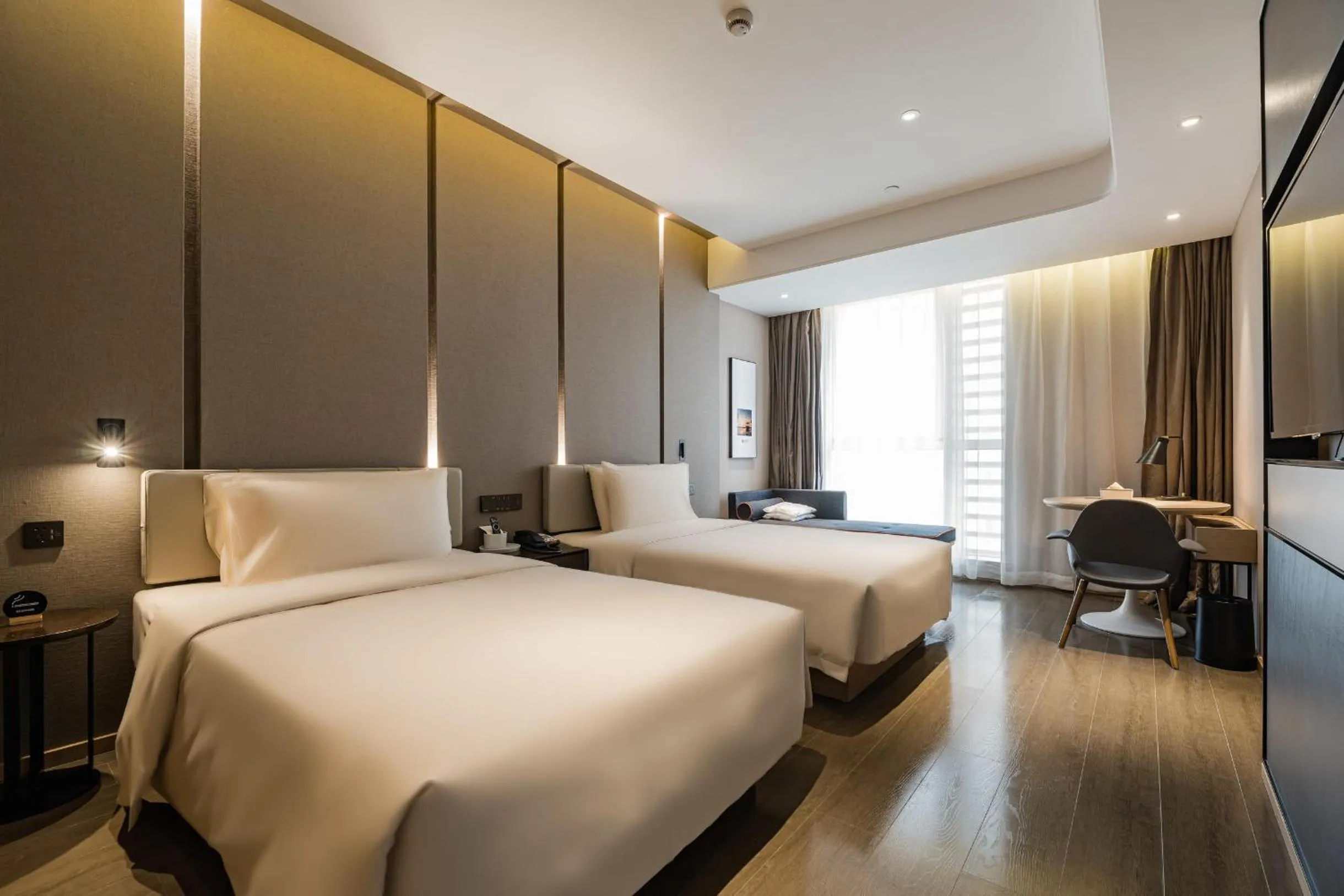Bed in Atour Hotel Ningbo Yinzhou Impression City