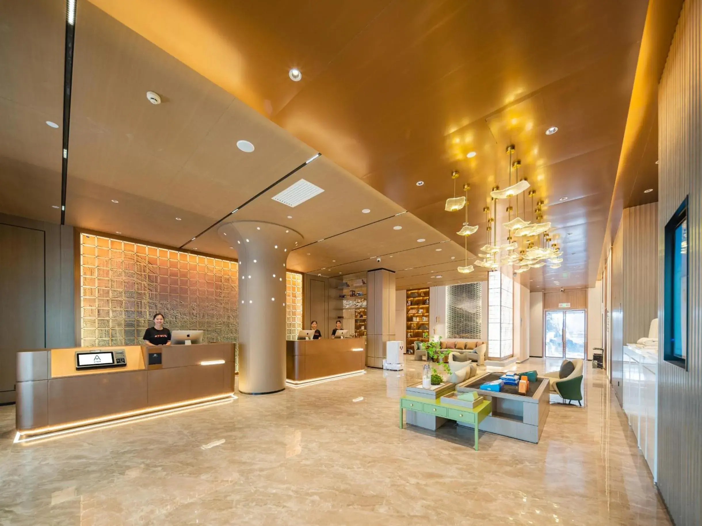 Lobby or reception in Atour Hotel Guangzhou Pazhou Exhibition Center Information Port-Free shuttle bus to Canton Fair Lobby or reception in Atour Hotel Guangzhou Pazhou Exhibition Center Information Port-Free shuttle bus to Canton Fair