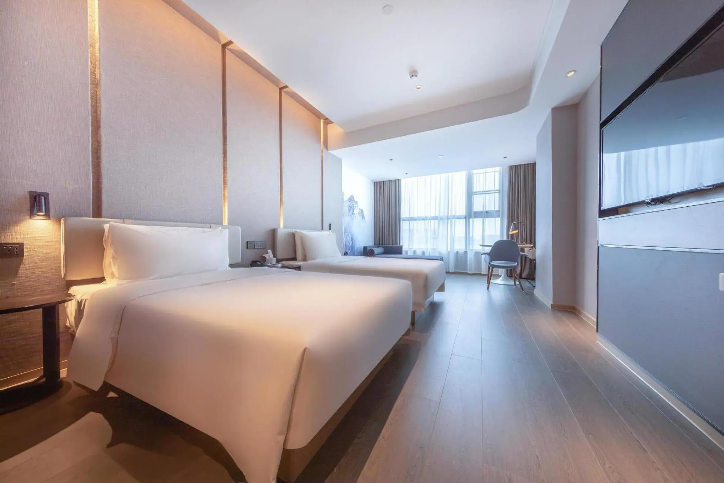 Bed in Atour Hotel Shenzhen Fuhai International Convention and Exhibition Center Bed in Atour Hotel Shenzhen Fuhai International Convention and Exhibition Center