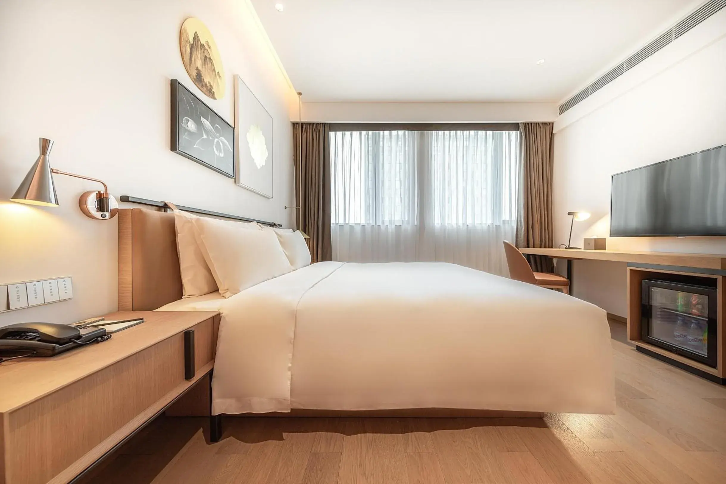 Bed in Atour Hotel Shenzhen Nanshan Vanke Yuncheng Bed in Atour Hotel Shenzhen Nanshan Vanke Yuncheng