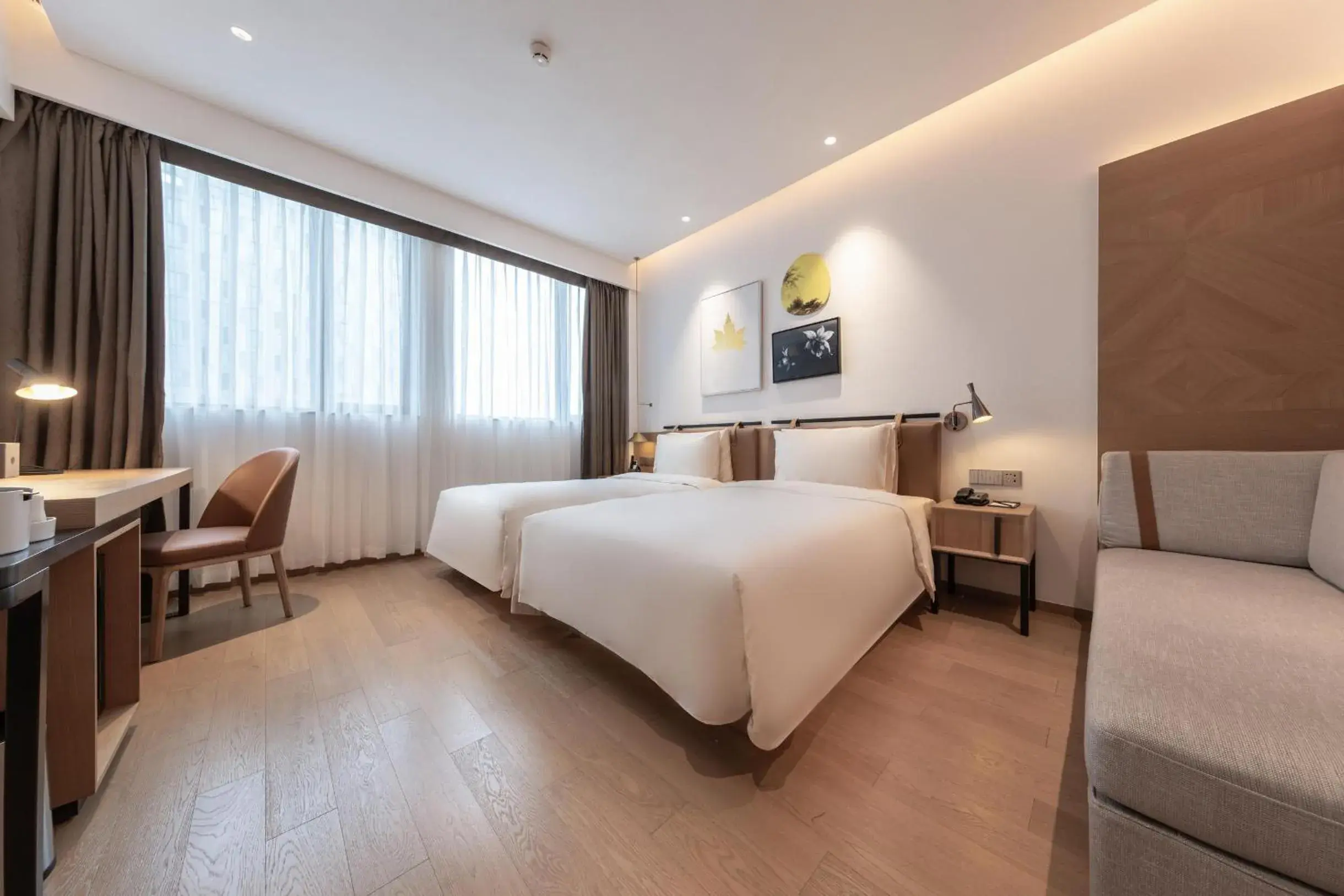 Bed in Atour Hotel Shenzhen Nanshan Vanke Yuncheng Bed in Atour Hotel Shenzhen Nanshan Vanke Yuncheng