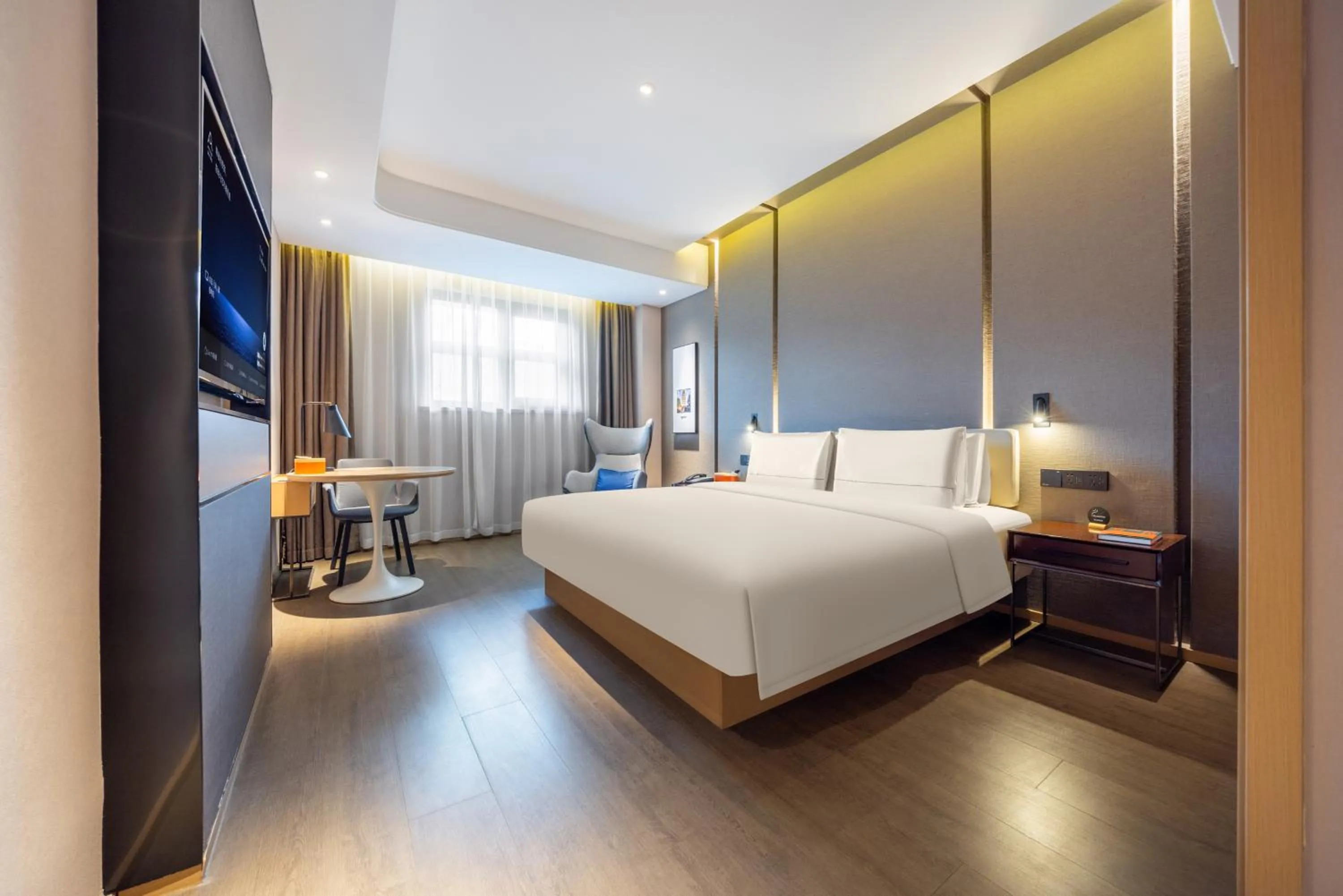 Lounge or bar, Bed in Atour Hotel Xian Bell Tower Yongningli